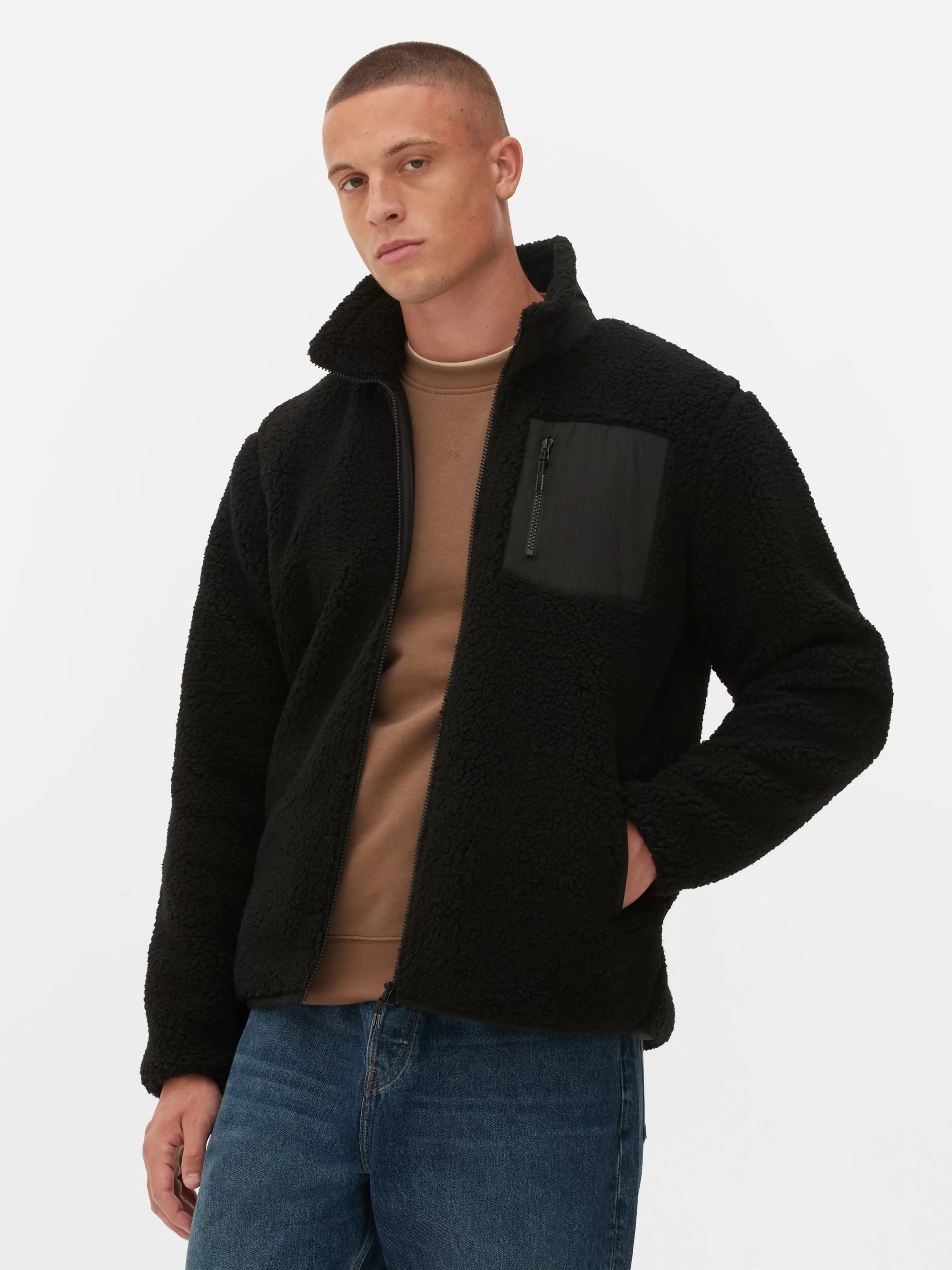 Sale Funnel Neck Borg Jacket Coats And Jackets