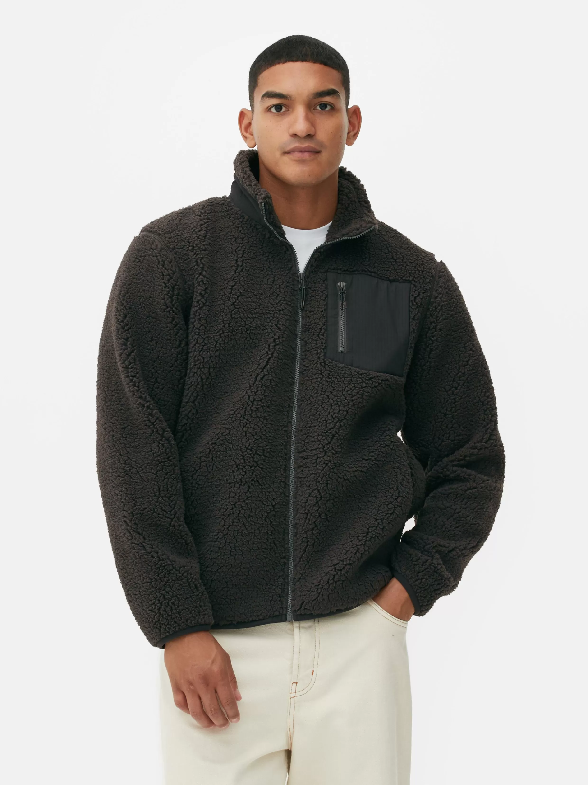 Online Funnel Neck Borg Jacket Coats And Jackets