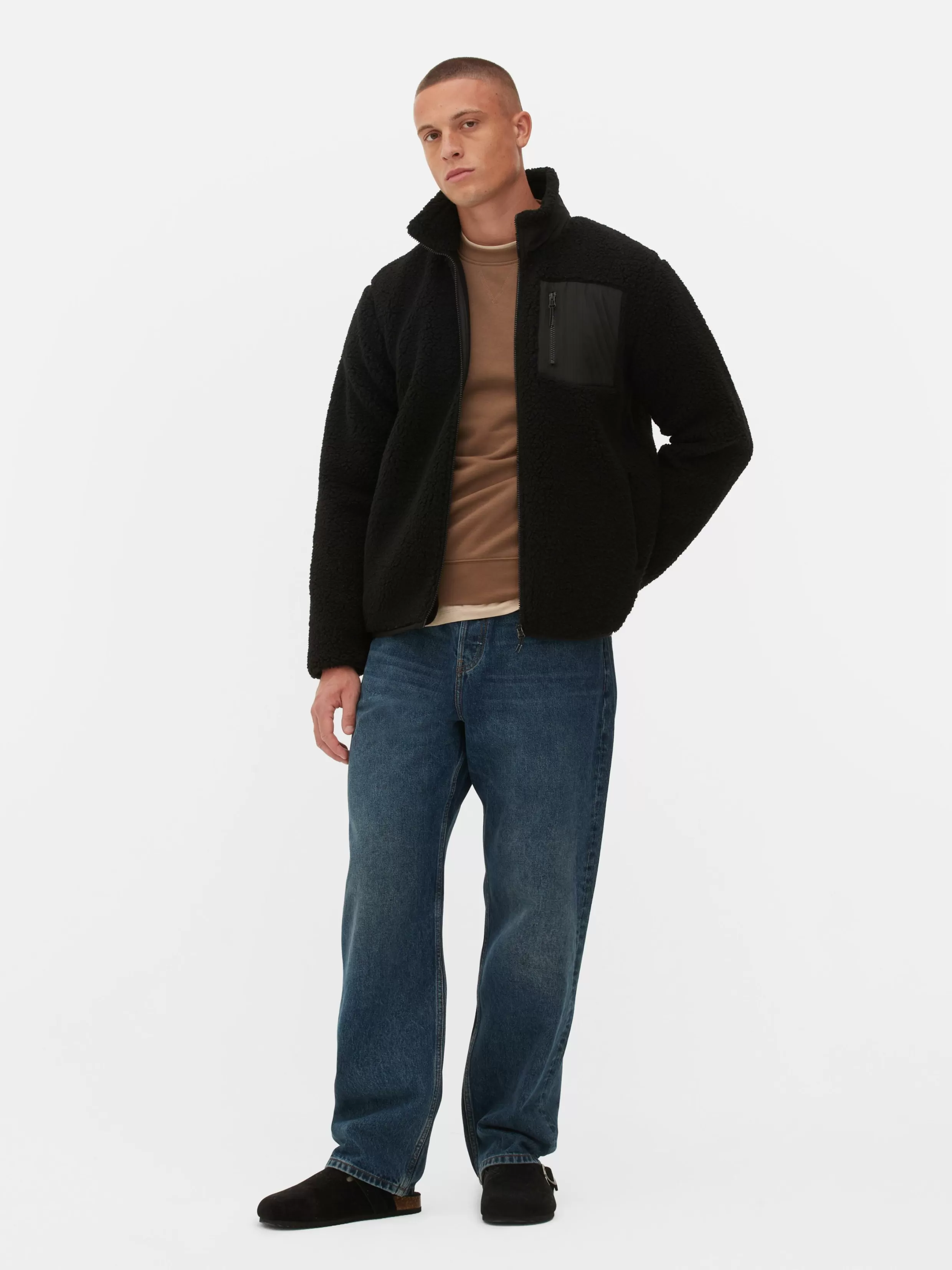 Sale Funnel Neck Borg Jacket Coats And Jackets