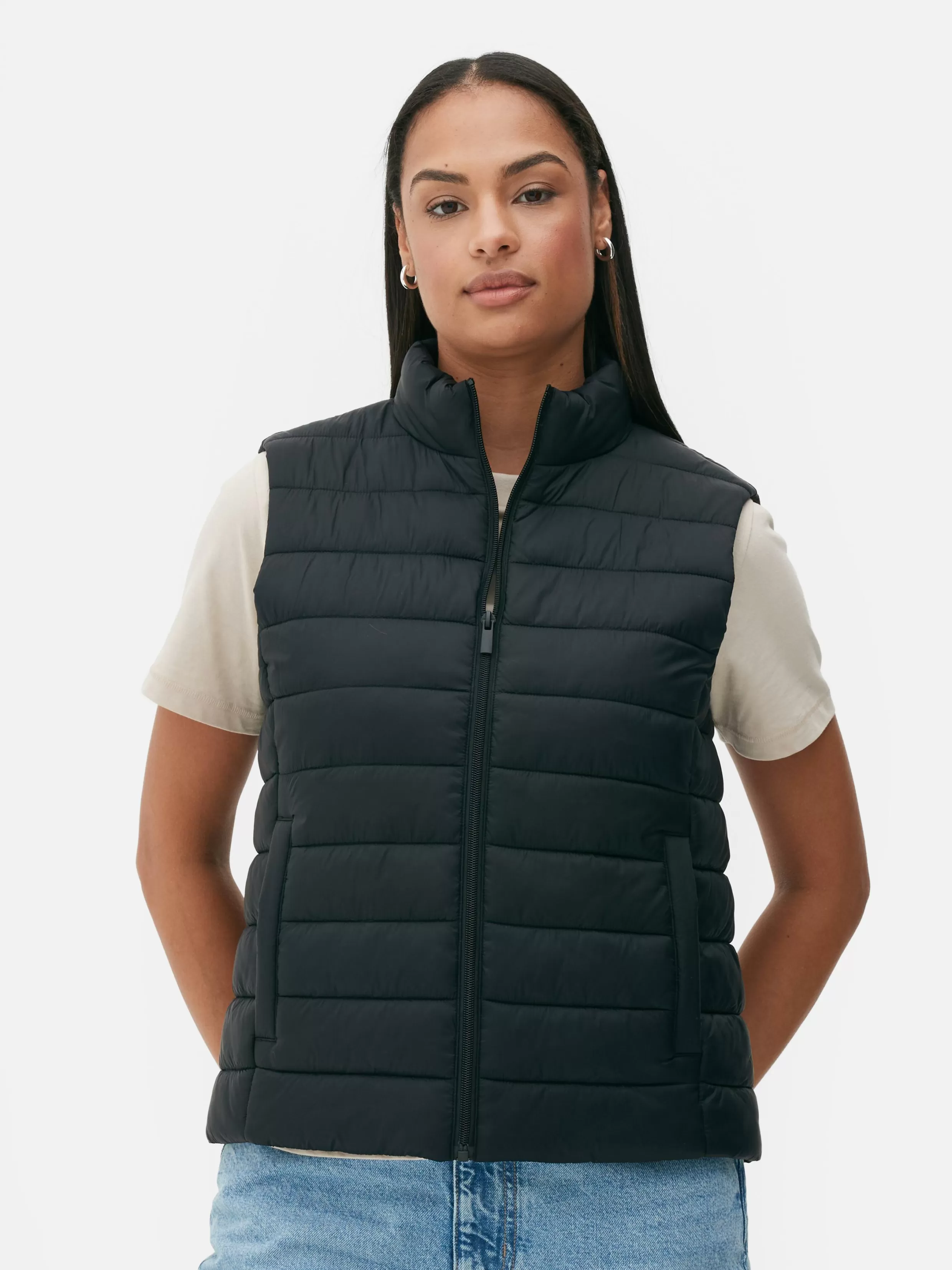 Outlet Funnel Neck Lightweight Vest Women Coats And Jackets