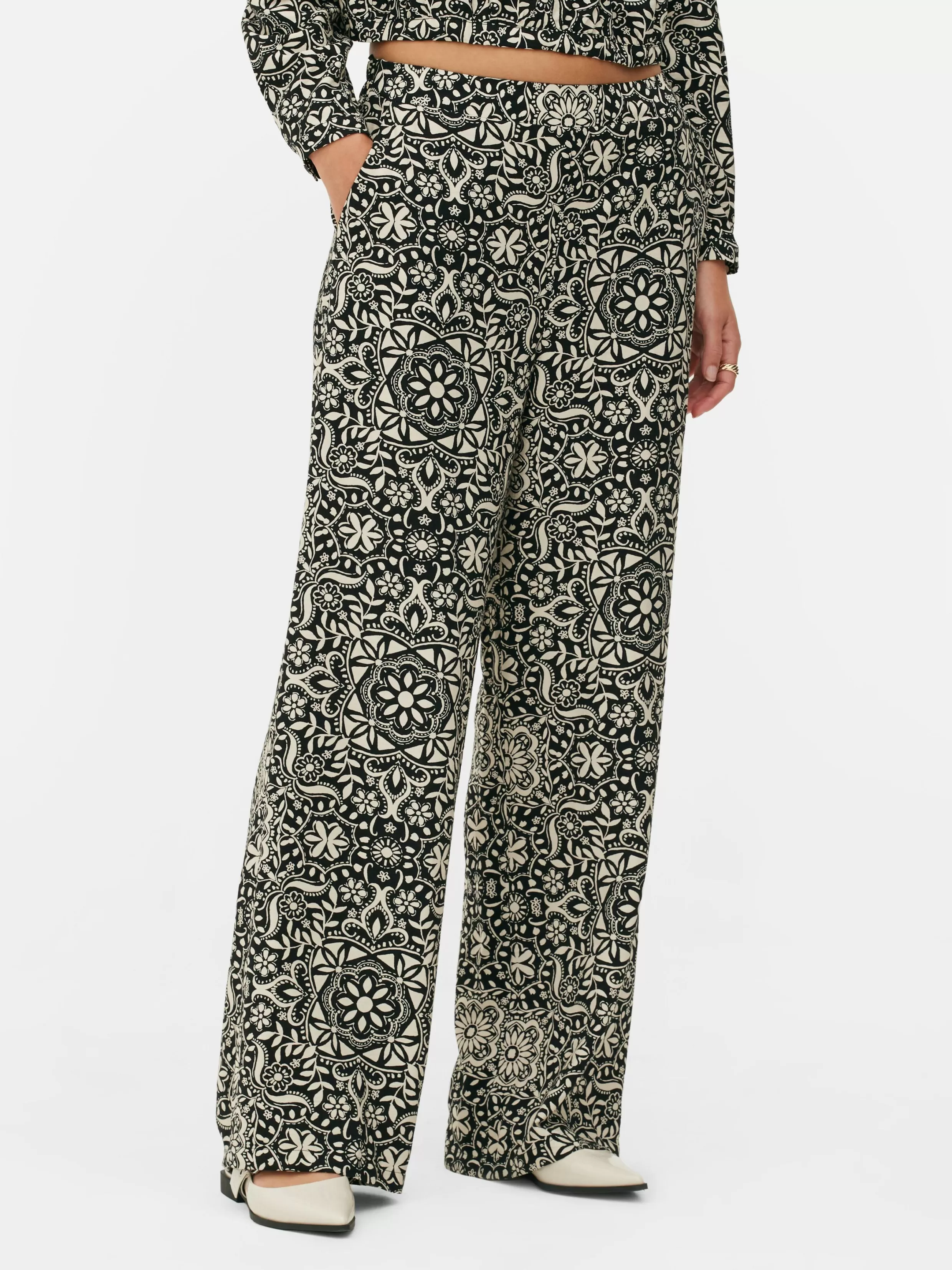 Sale Geometric Print Wide Leg Pants Women Pants And Leggings