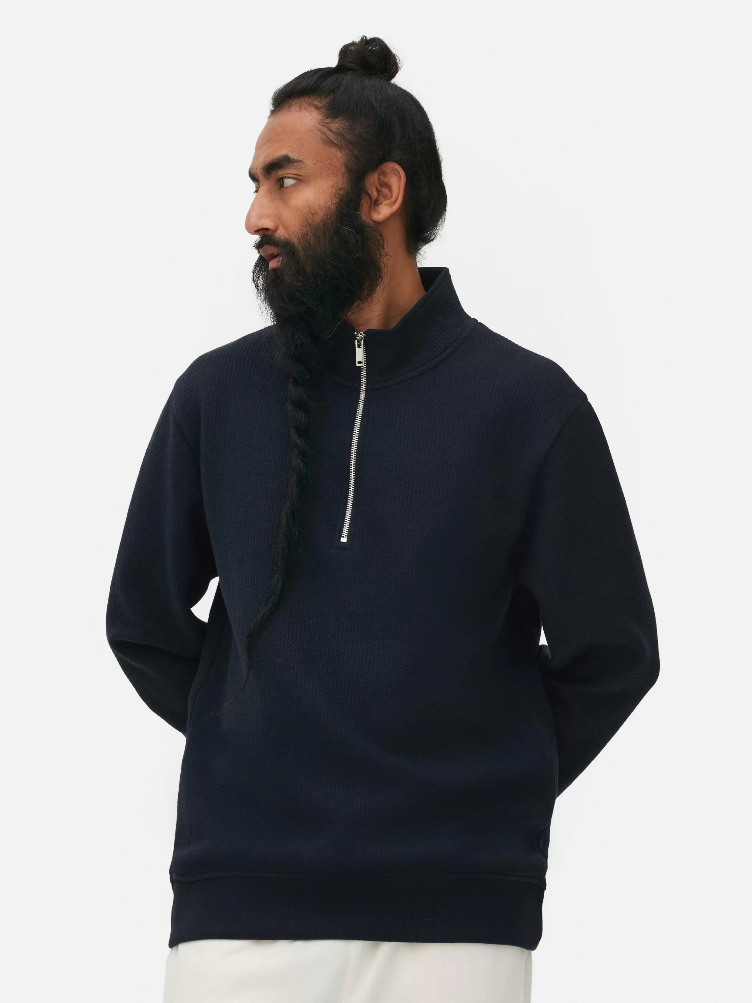 Shop Geometric Textured Quarter-Zip Sweatshirt Hoodies And Sweatshirts