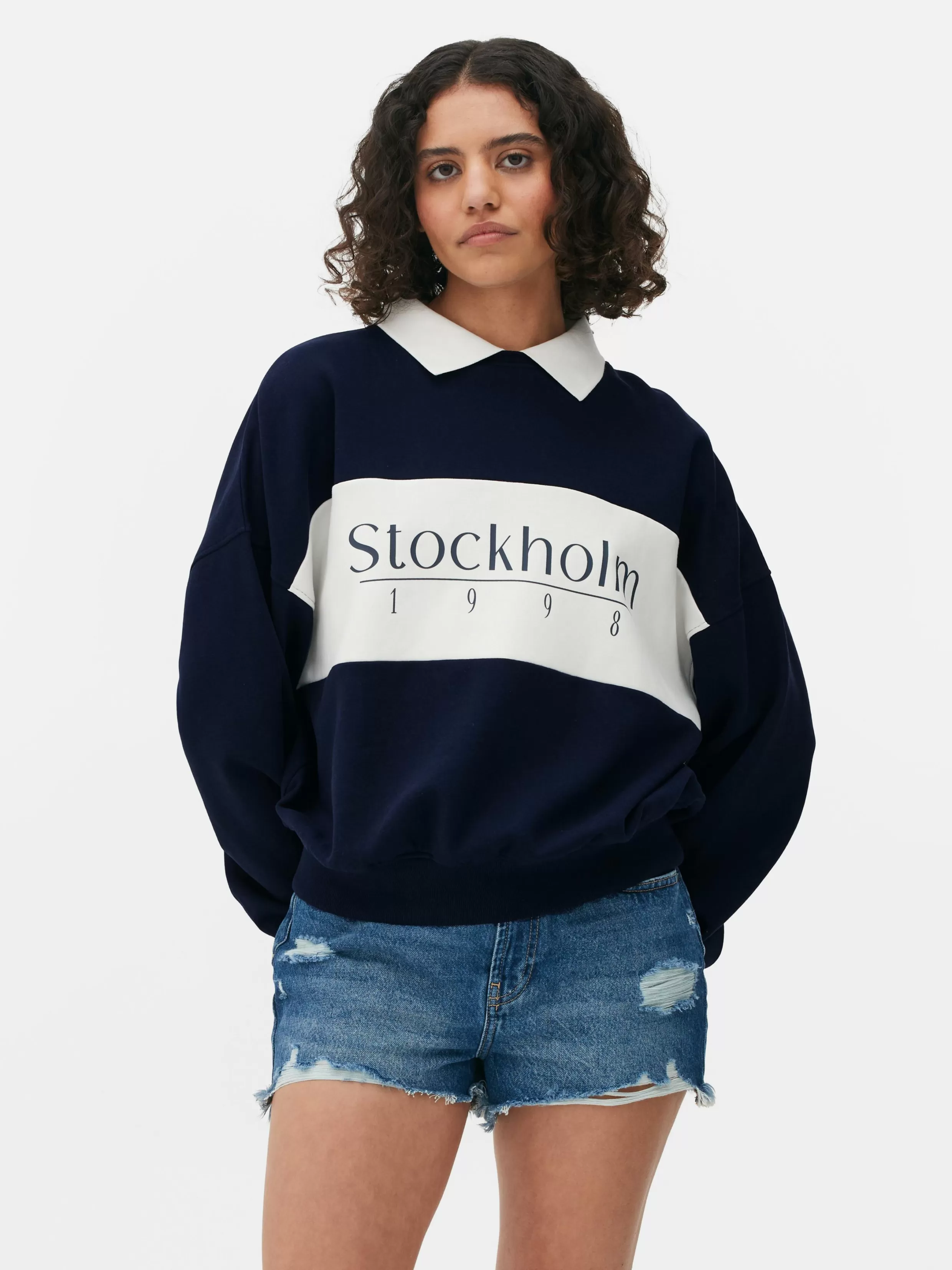 Flash Sale Graphic Collared Sweatshirt Women Hoodies And Sweatshirts