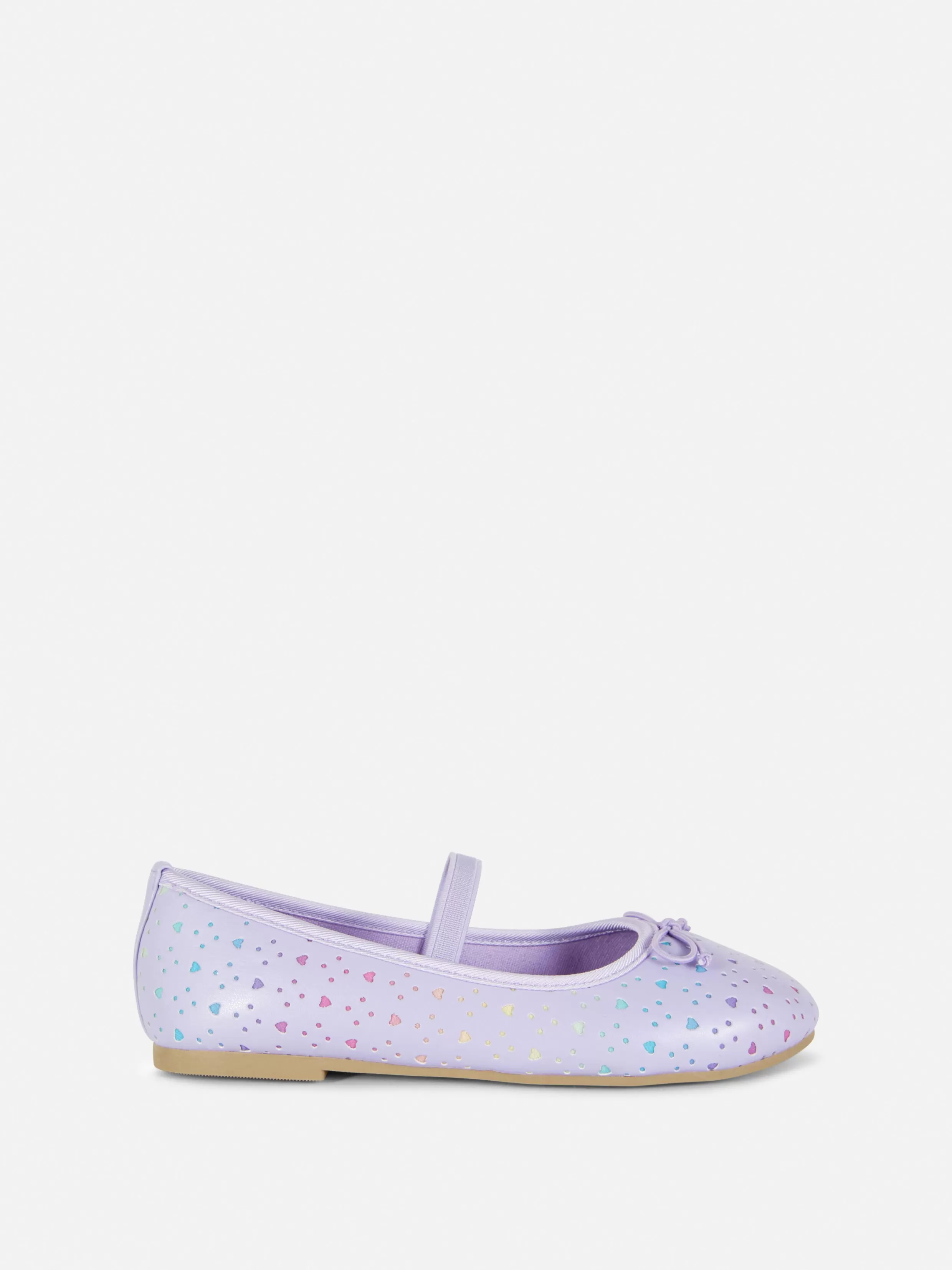 Outlet Heart Laser Cut Ballerinas Kids Flats