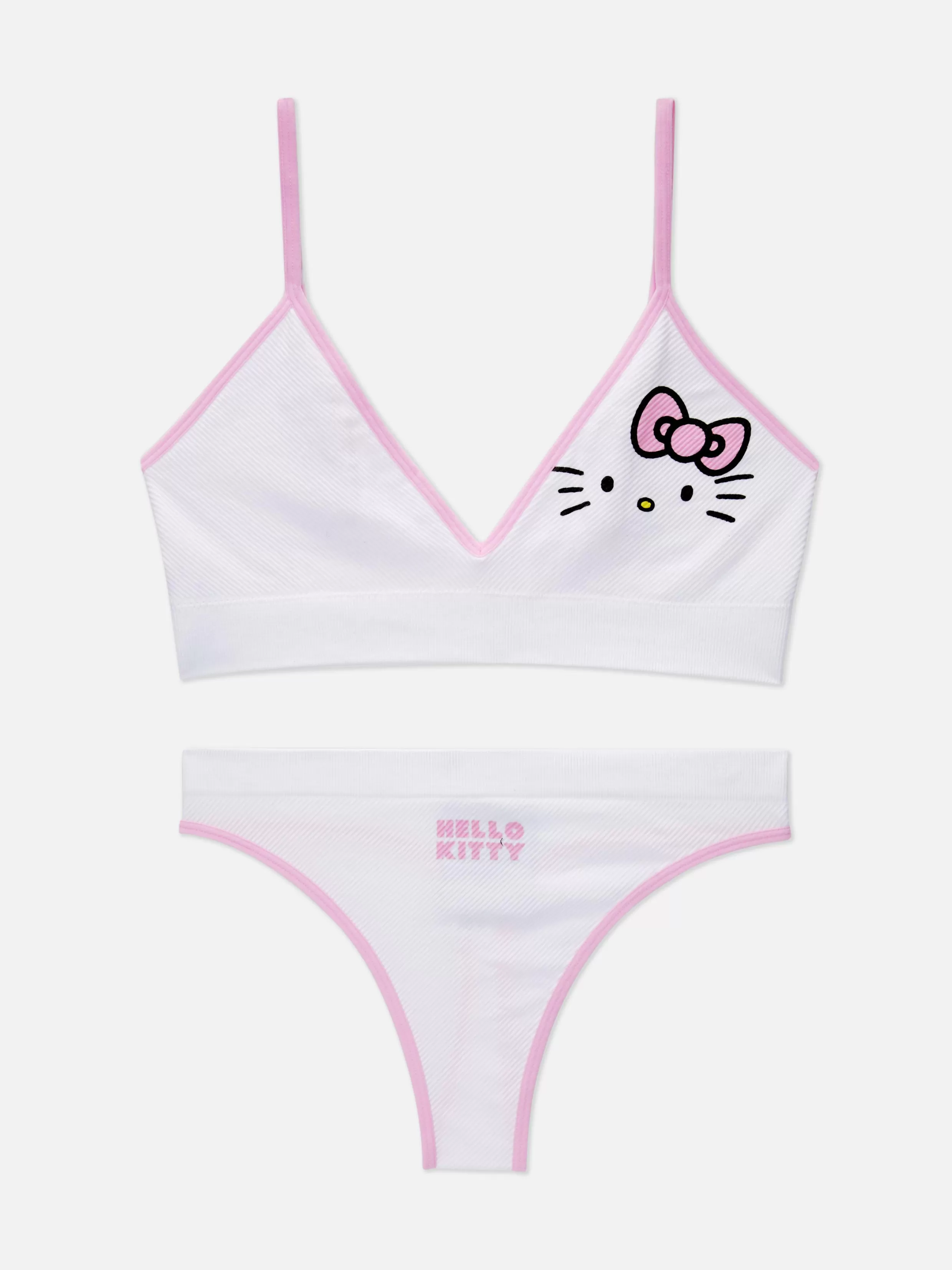 Shop Hello Kitty Seamless Triangle Bralette And Thong Women Lingerie Sets