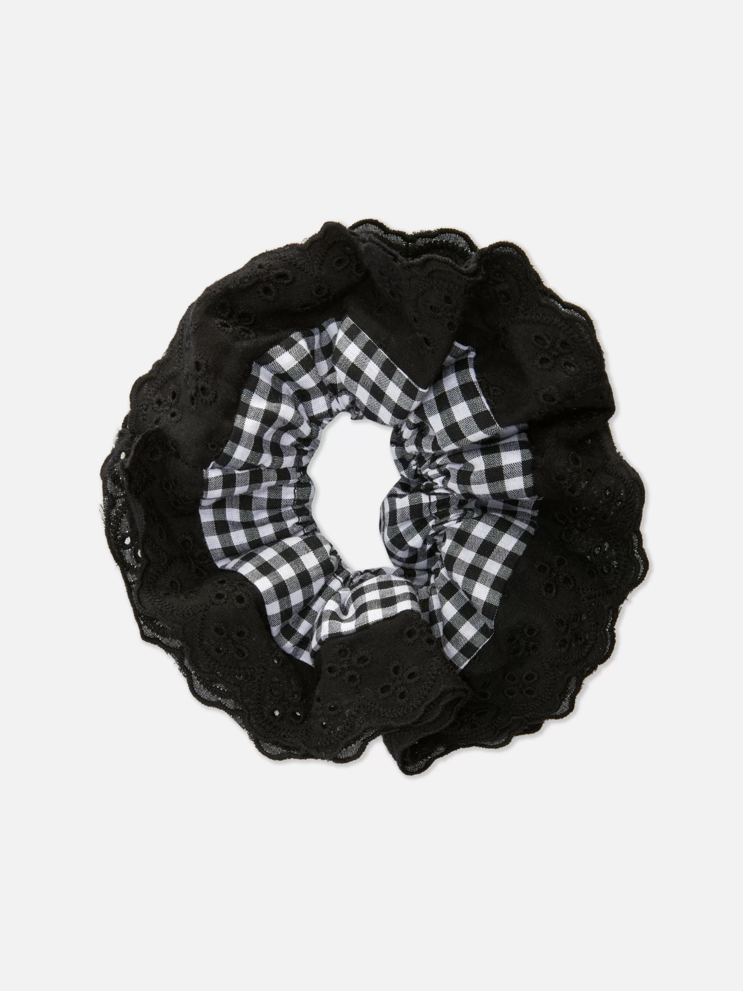 Store Jumbo Gingham And Lace Scrunchie Women Hair Accessories