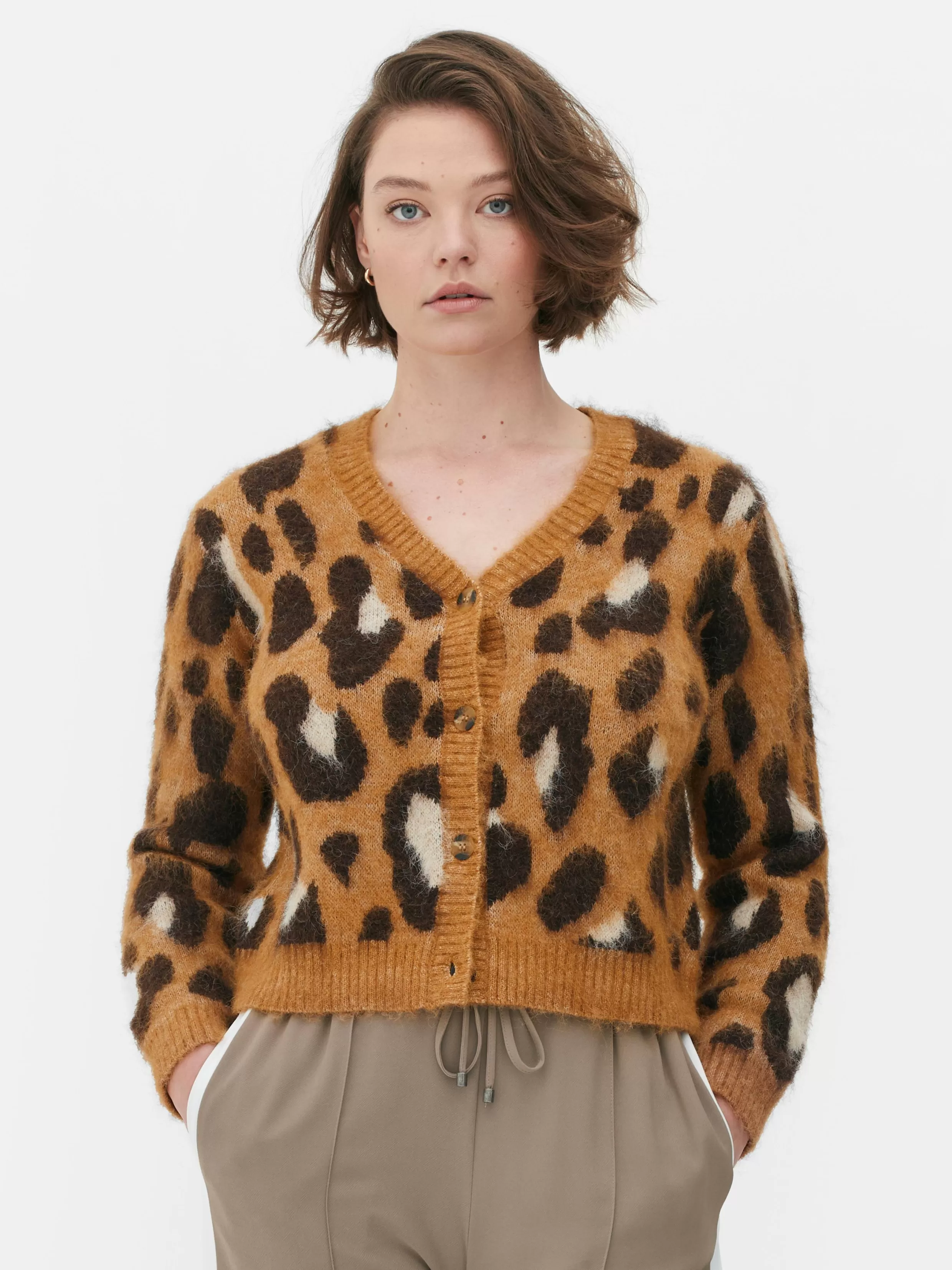 Online Leopard Cropped Cardigan Women Sweaters And Cardigans