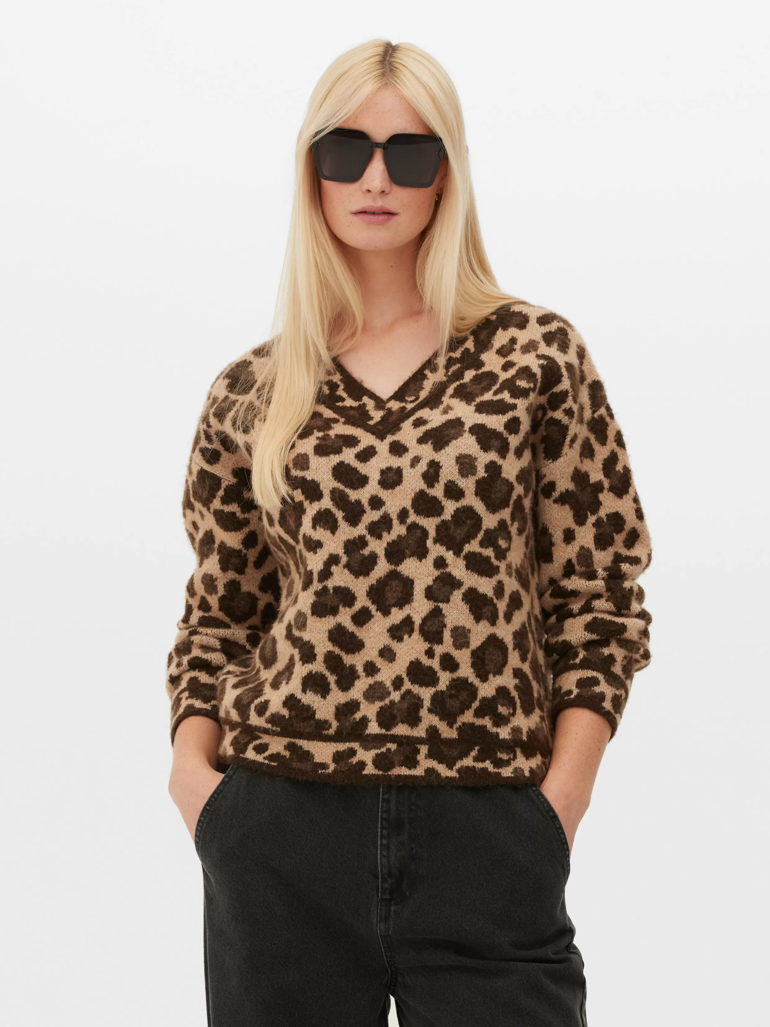 Outlet Leopard V-Neck Sweater Women Sweaters And Cardigans