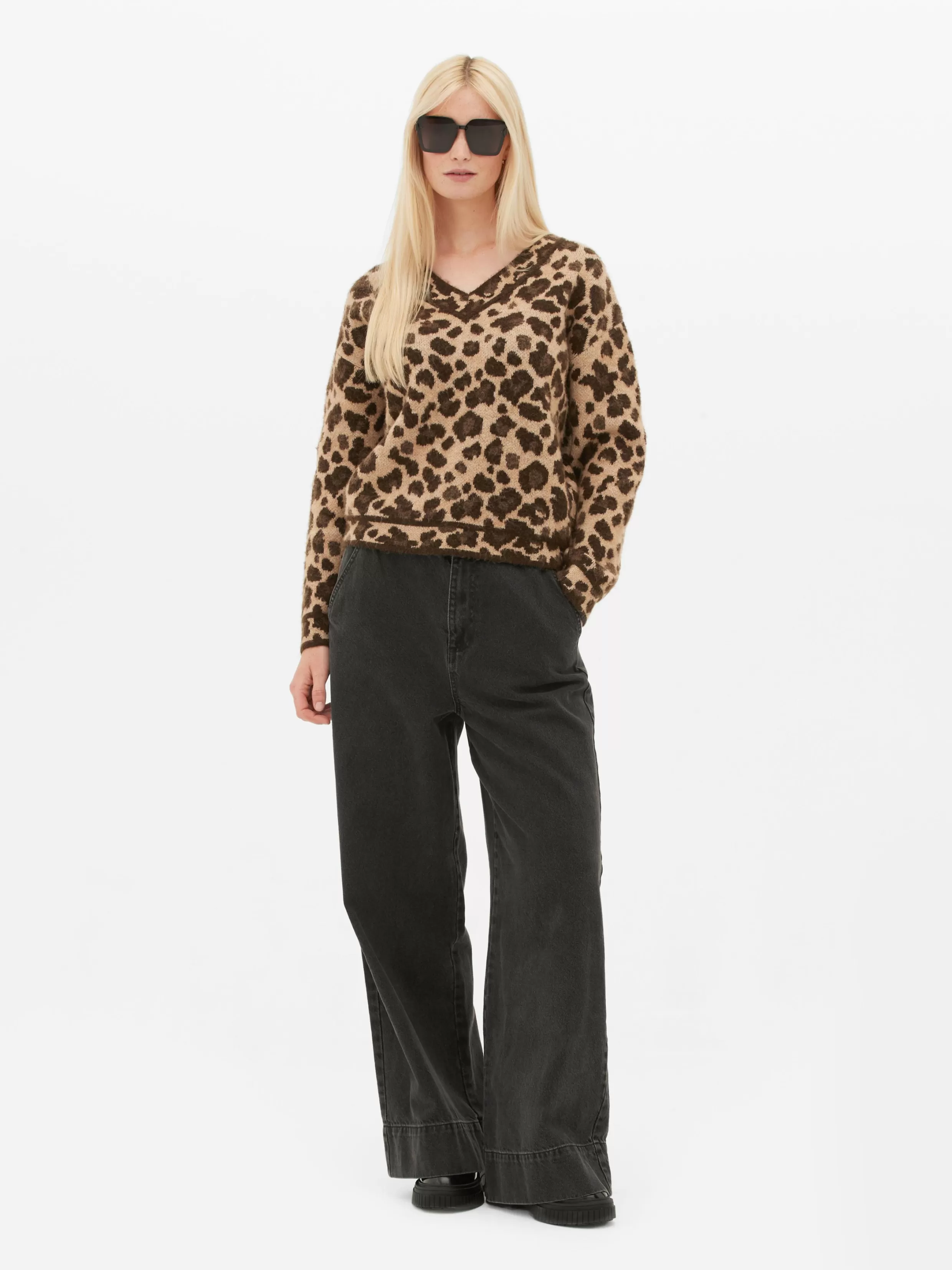 Outlet Leopard V-Neck Sweater Women Sweaters And Cardigans