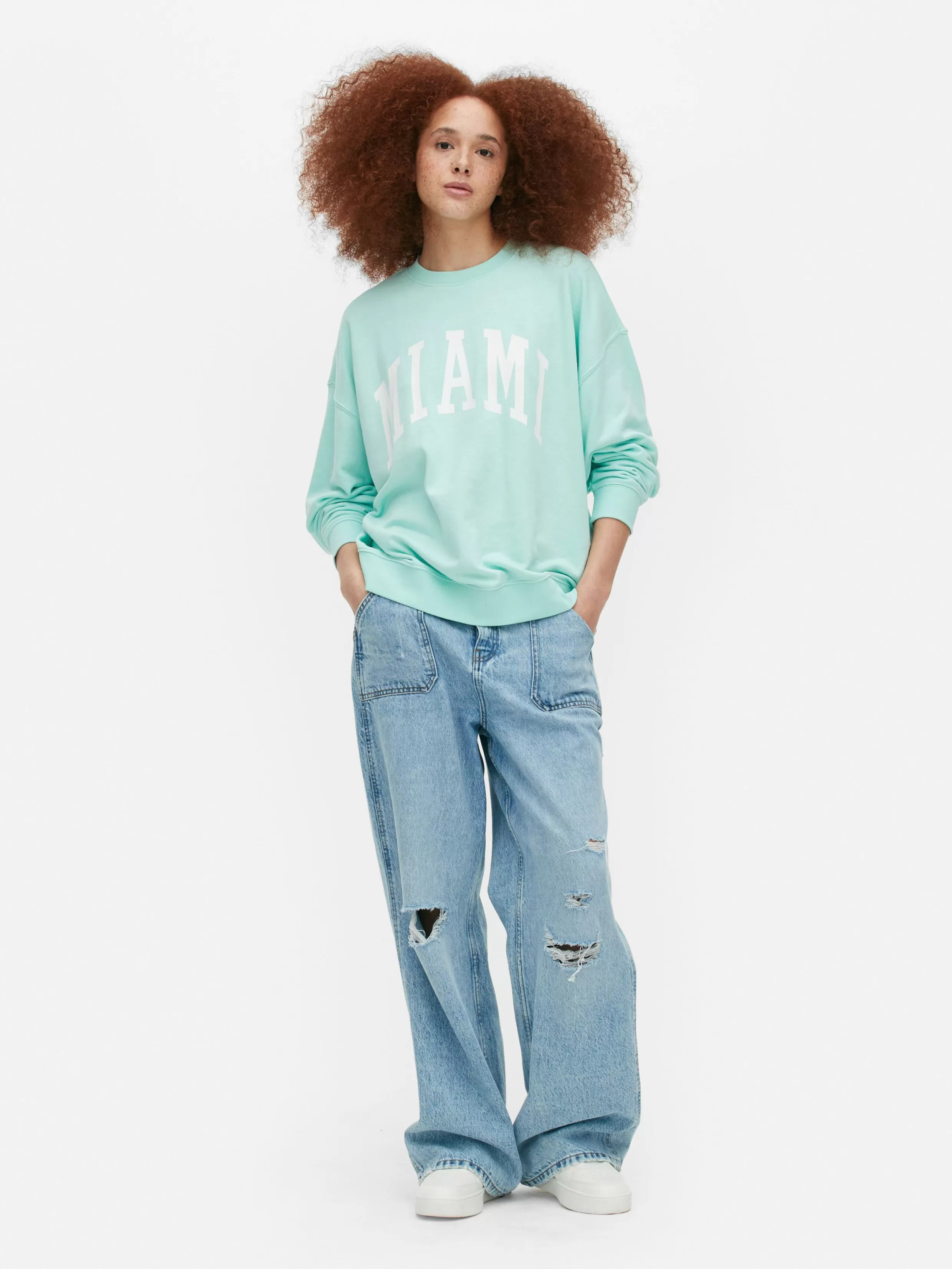 Fashion Miami Lettering Oversized Sweatshirt Women Hoodies And Sweatshirts