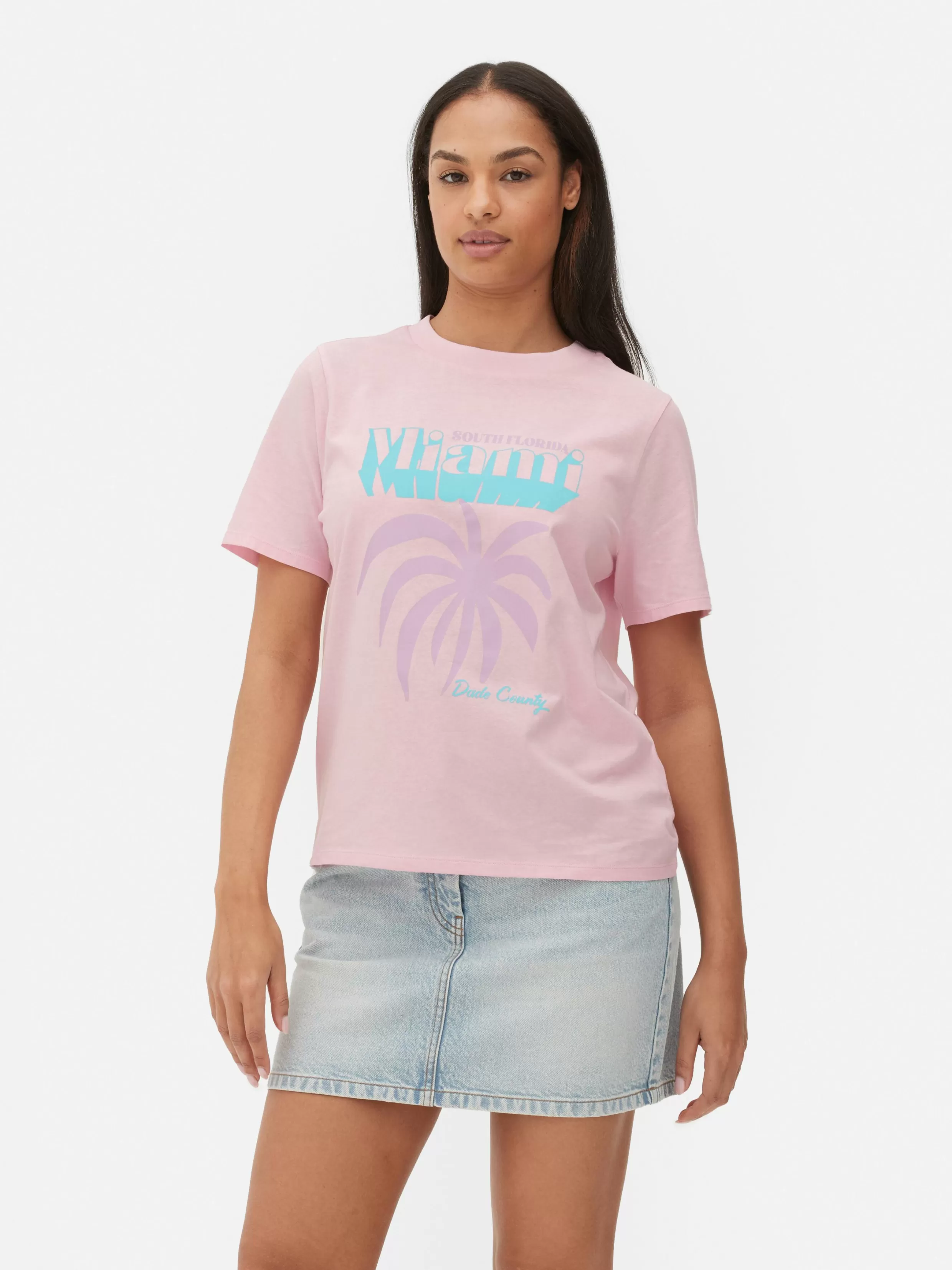 Cheap Miami Print T-Shirt Women Tops And T-Shirts