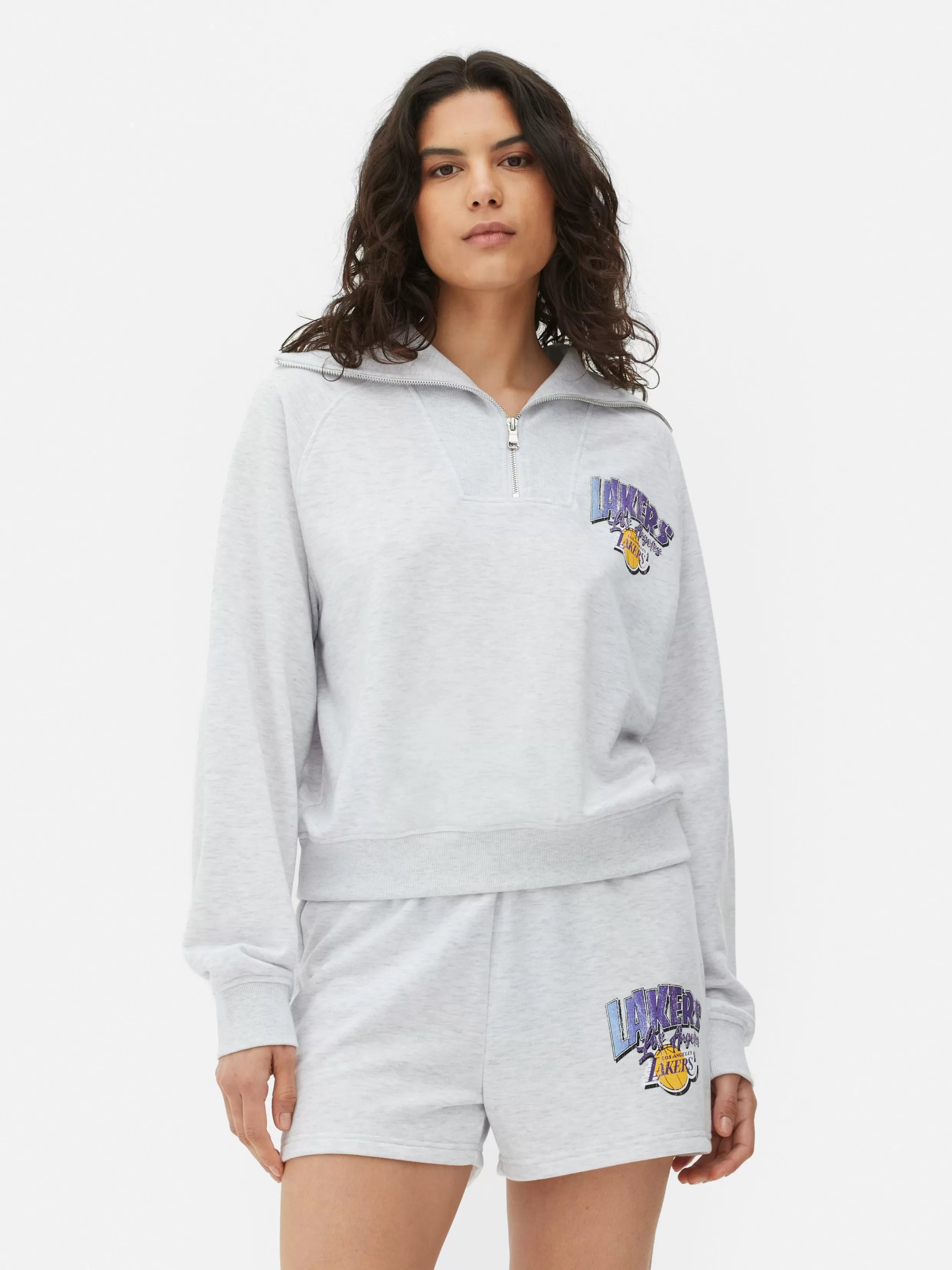 Clearance NBA Los Angeles Lakers Half Zip Sweatshirt Women Hoodies And Sweatshirts