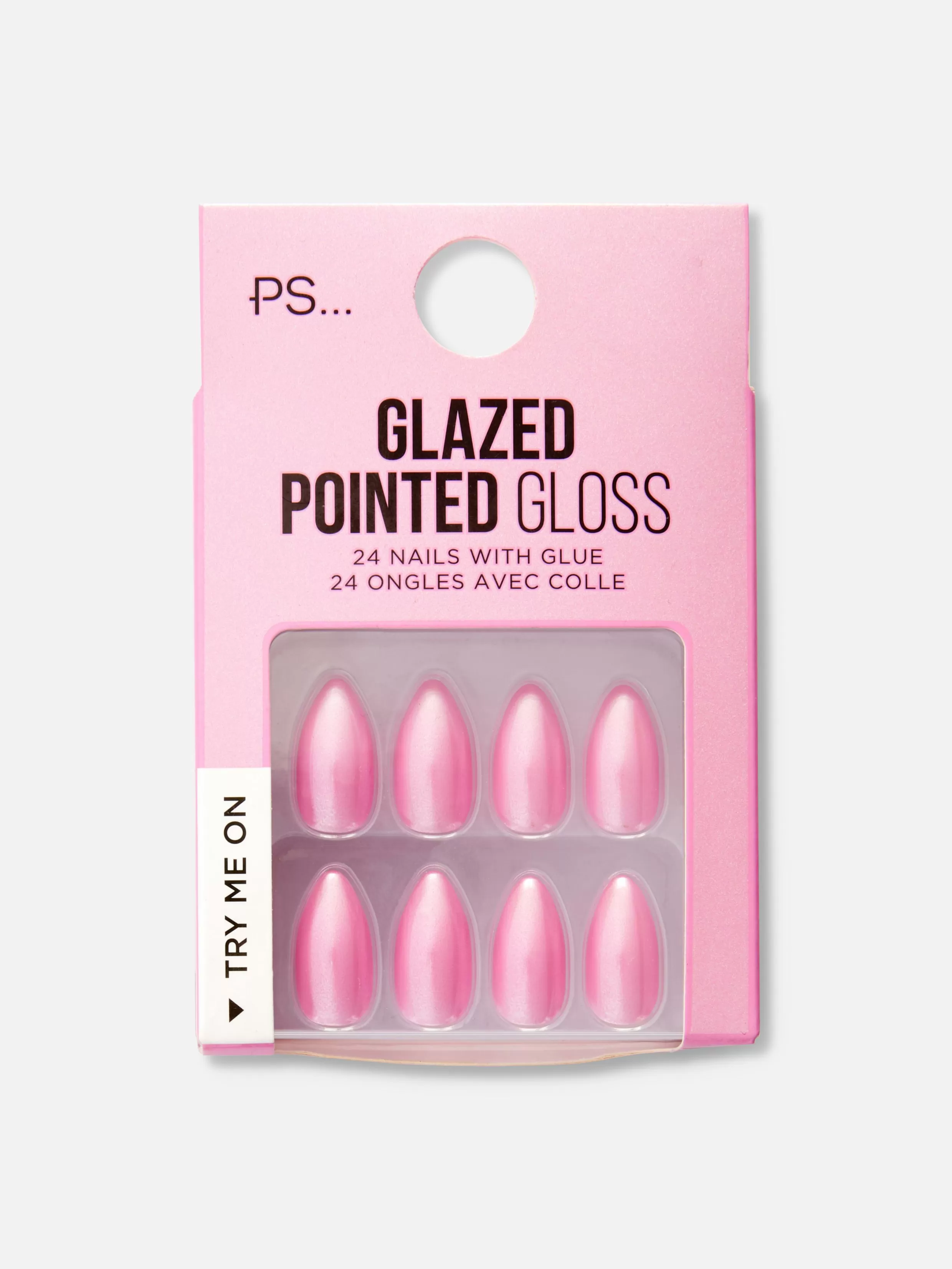 Hot PS Glazed Pointed Faux Nails Jewel Faux Nails