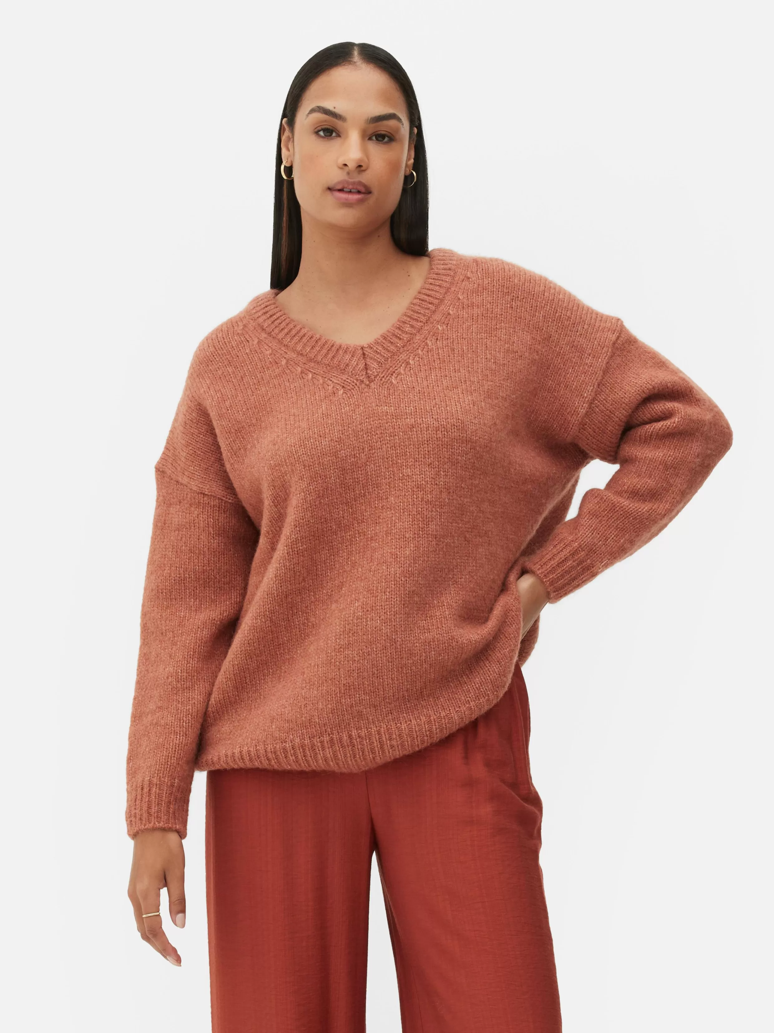 Outlet Relaxed V-Neck Sweater Women Sweaters And Cardigans