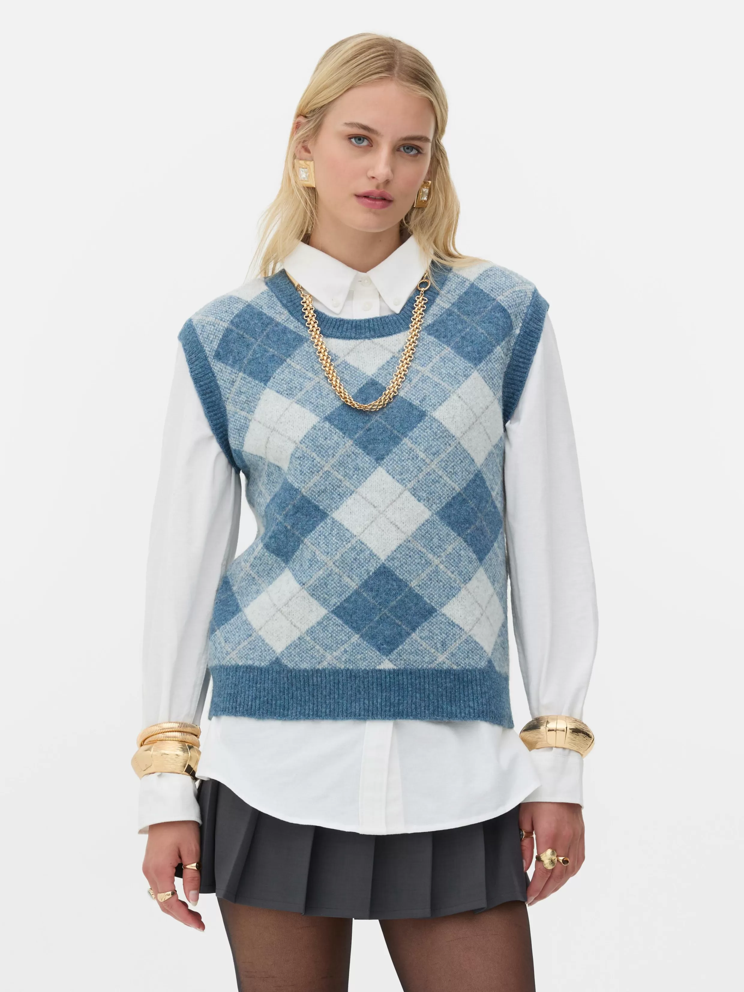 Cheap Rita Ora Argyle Knit Vest Women Sweaters And Cardigans