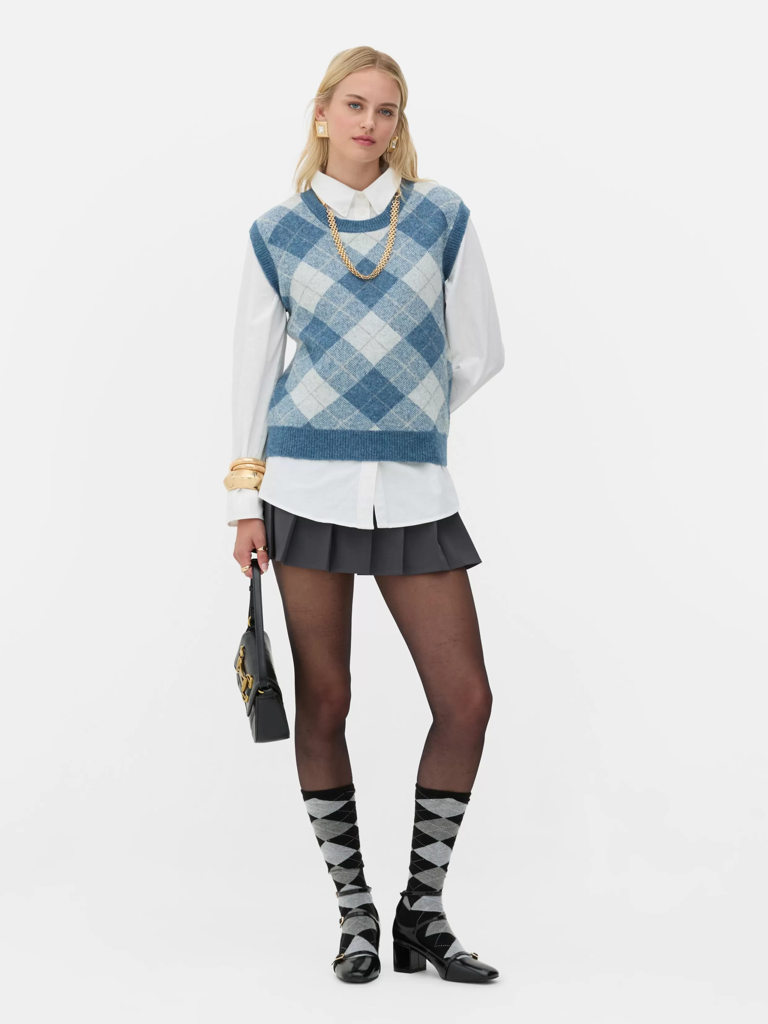 Cheap Rita Ora Argyle Knit Vest Women Sweaters And Cardigans