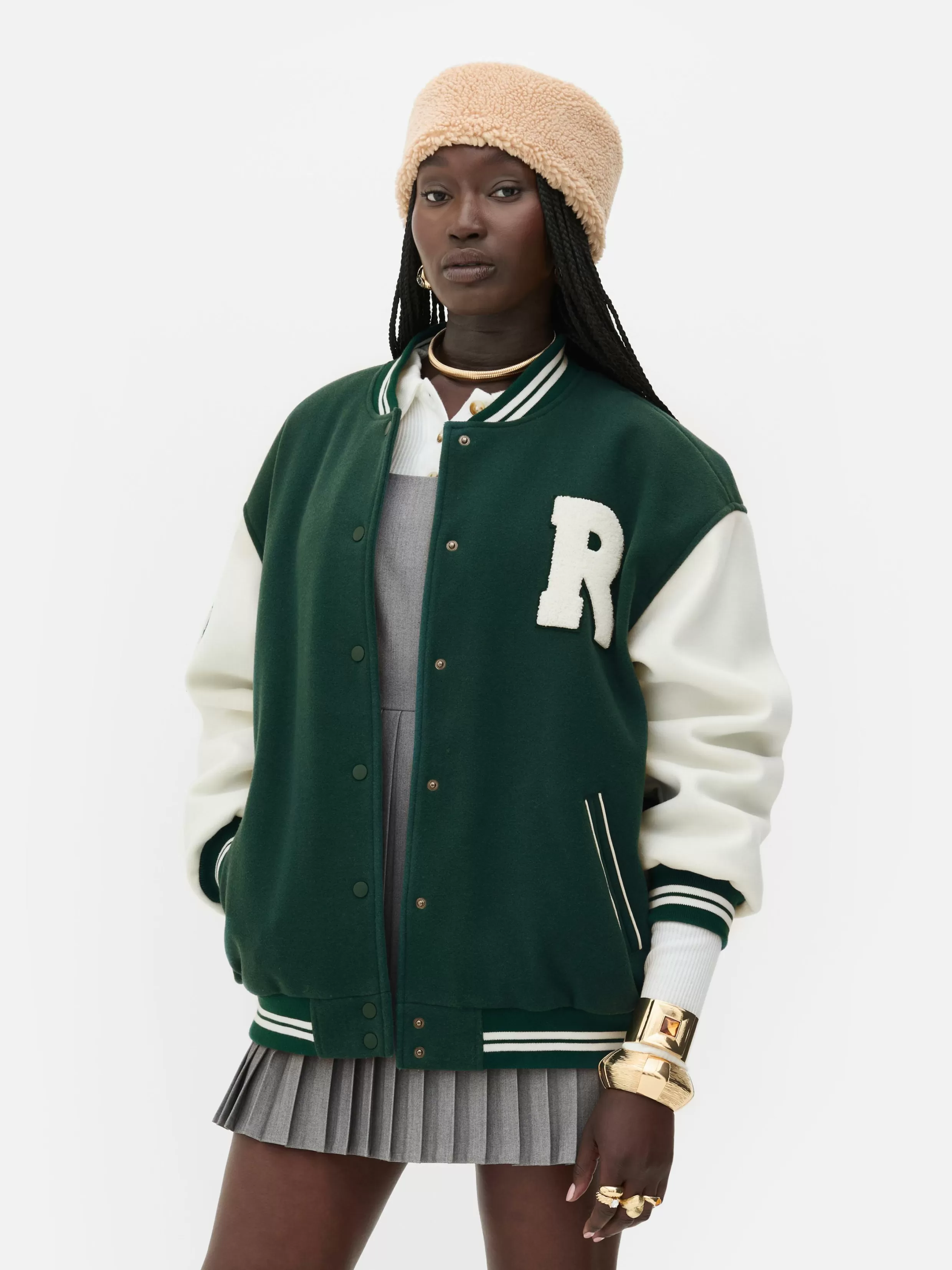 Outlet Rita Ora Bouclé Letter Varsity Jacket Women Coats And Jackets