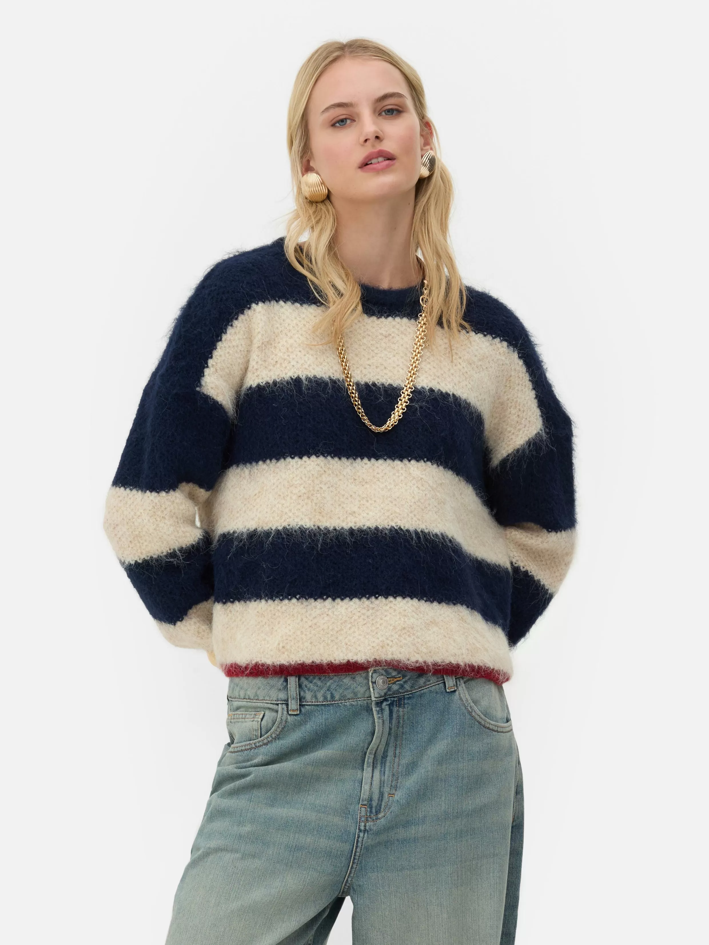 New Rita Ora Fluffy Striped Sweater Women Sweaters And Cardigans