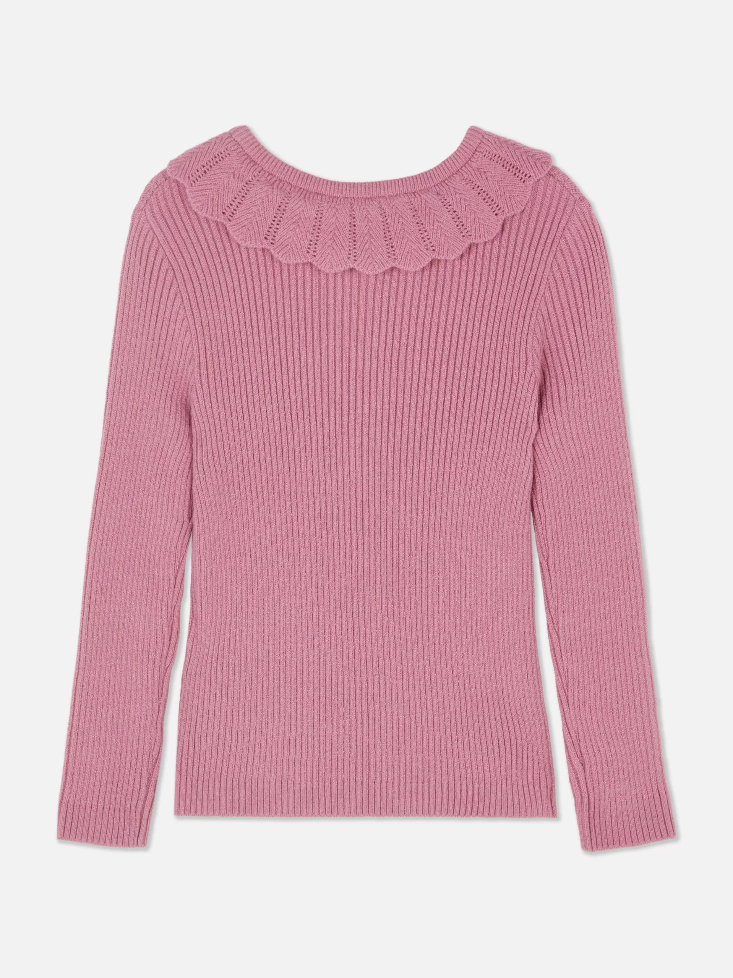 Shop Ruffle Collar Long Sleeve T-Shirt Kids Sweaters And Cardigans