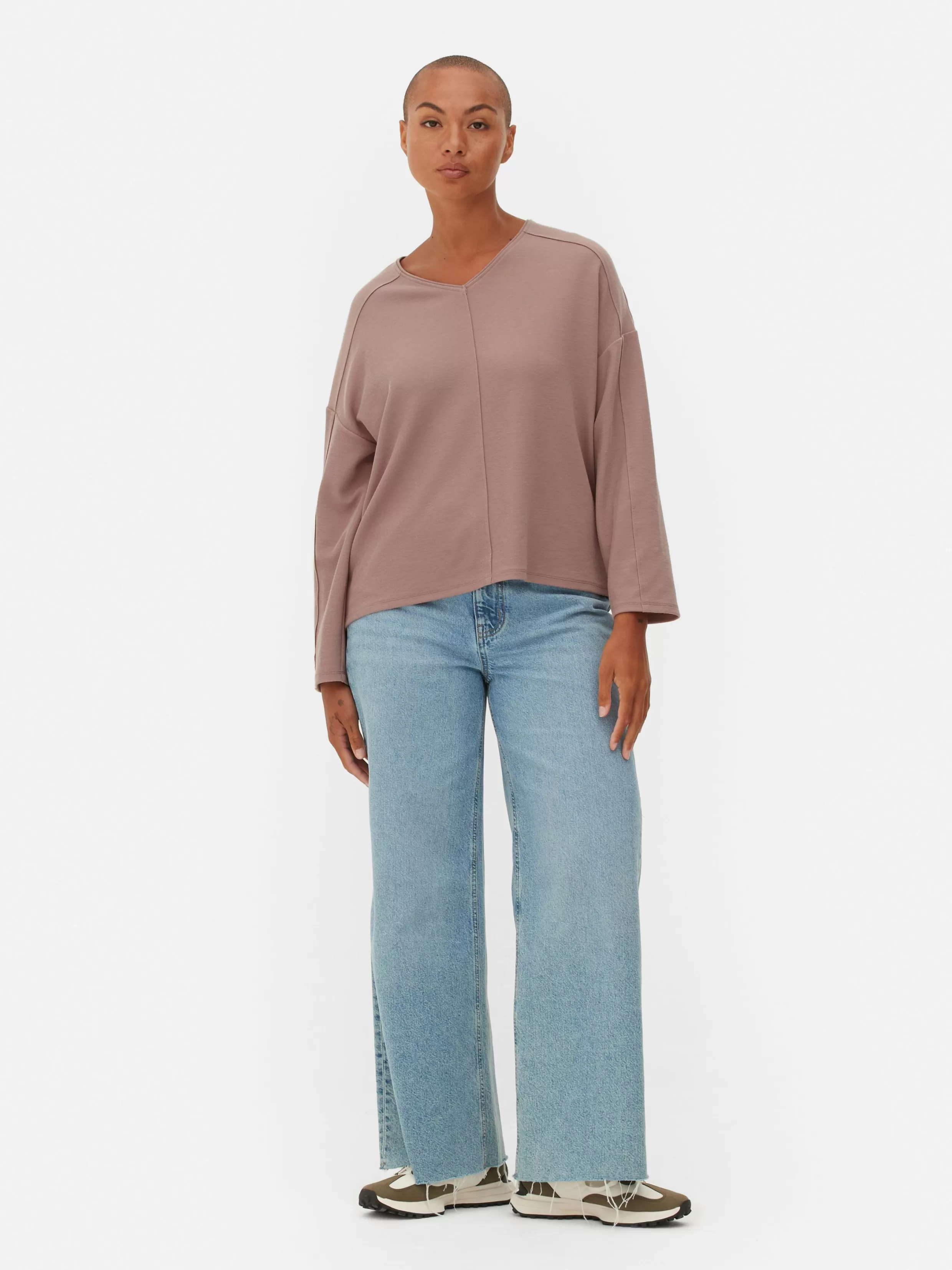 Online Seam Detail Long Sleeve Top Women Tops And T-Shirts