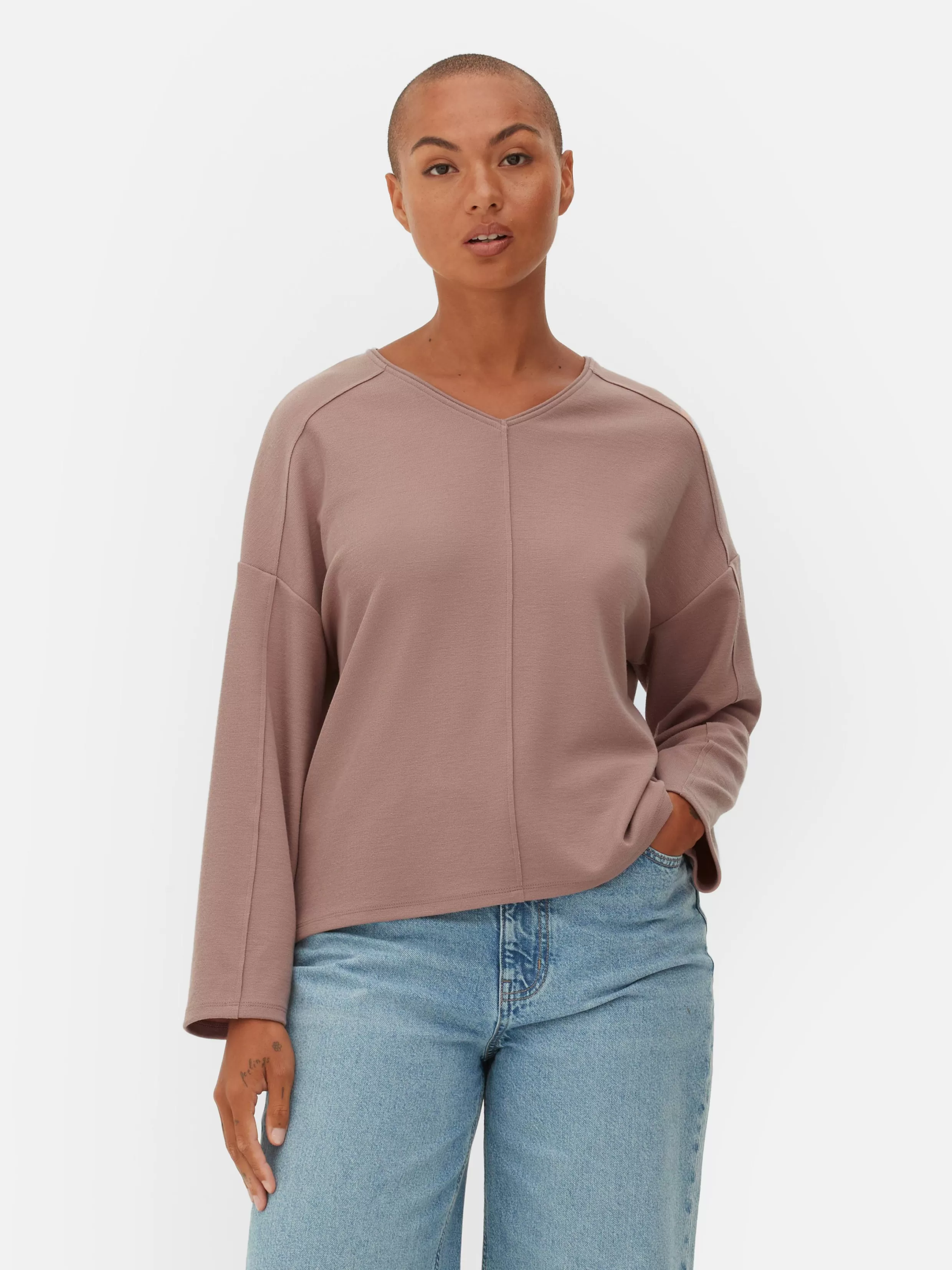 Online Seam Detail Long Sleeve Top Women Tops And T-Shirts