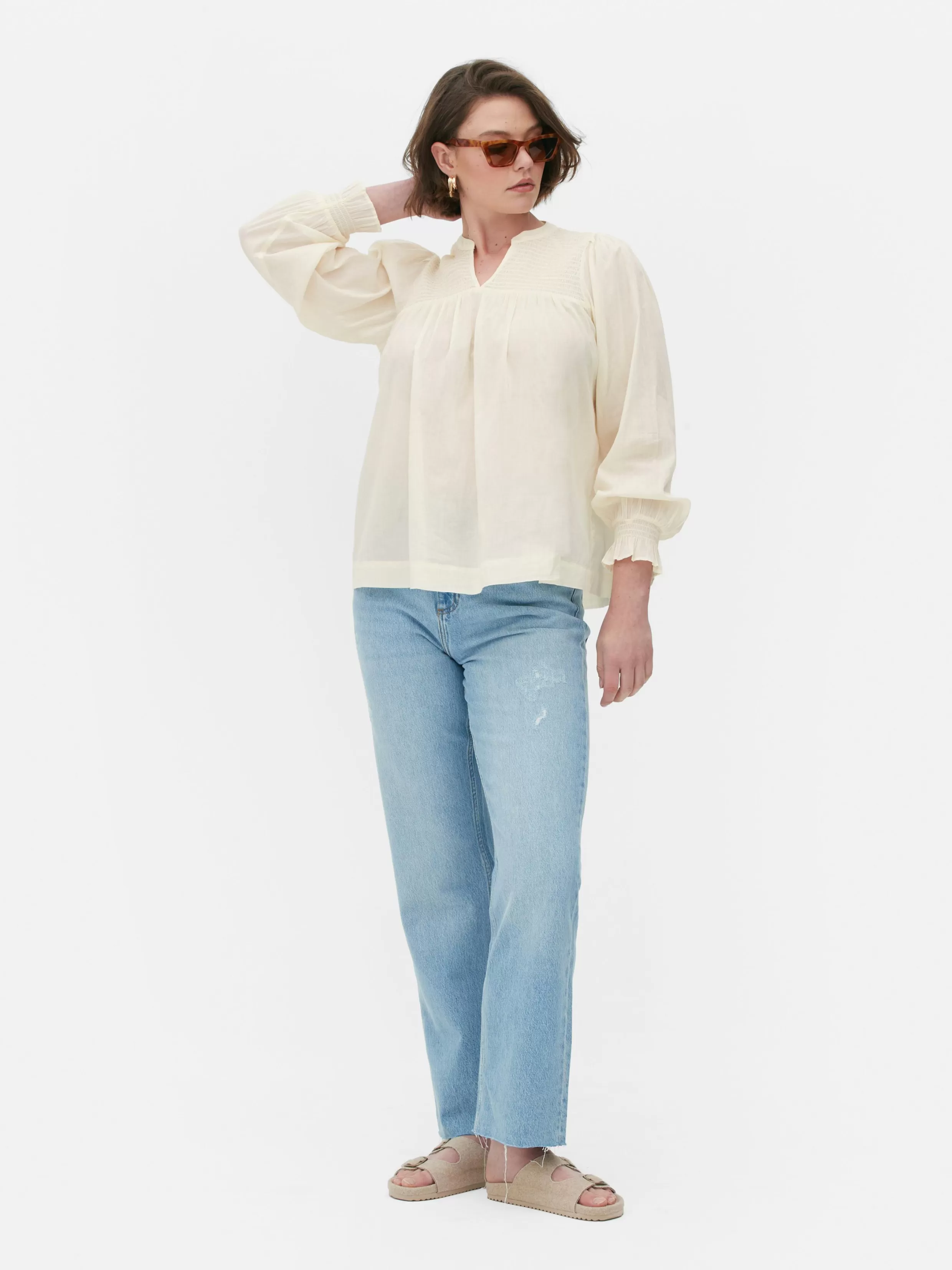 New Shirred Smock Blouse Women Shirts And Blouses