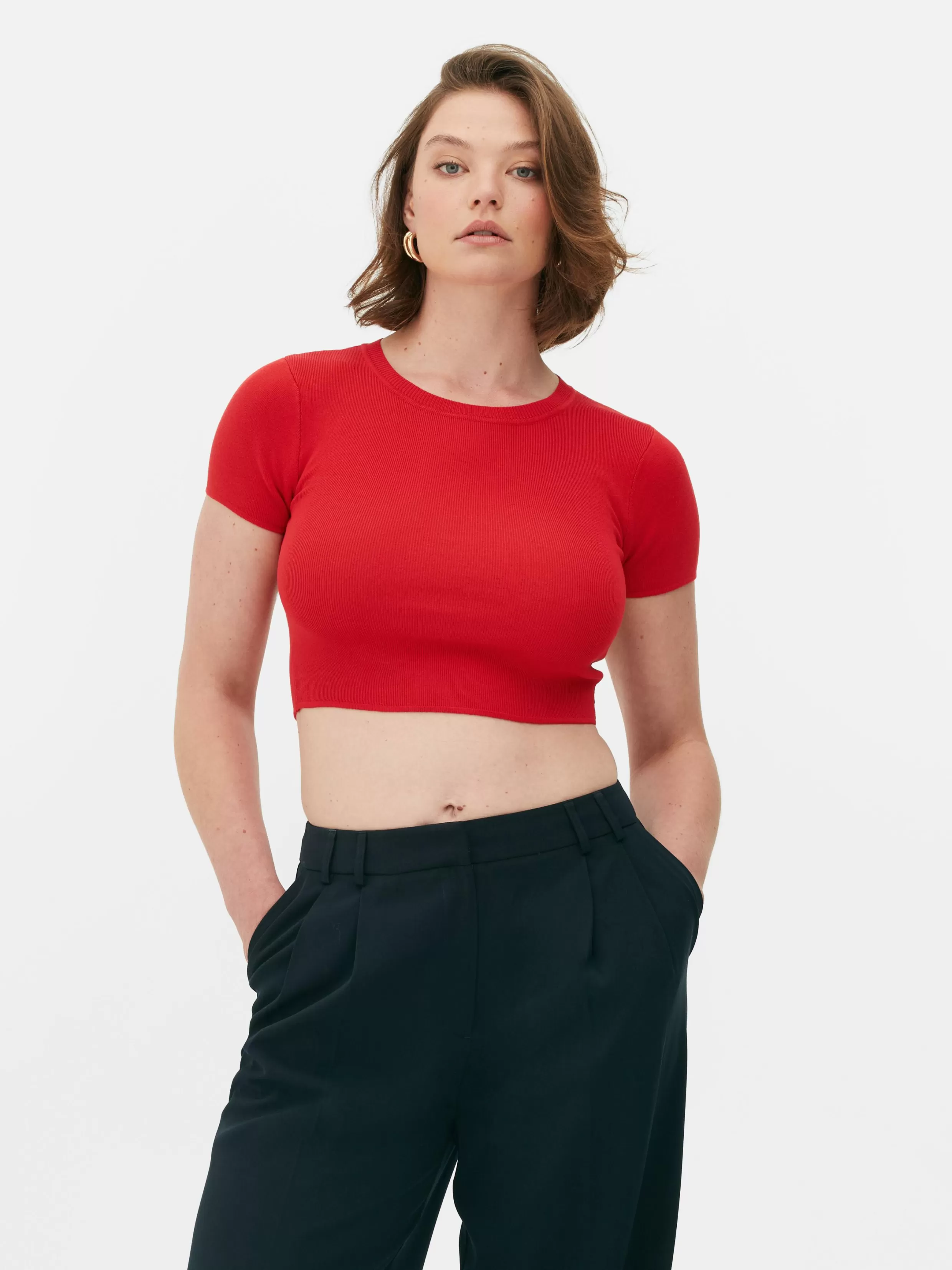 Online Short Sleeve Cropped Sweater Women Sweaters And Cardigans