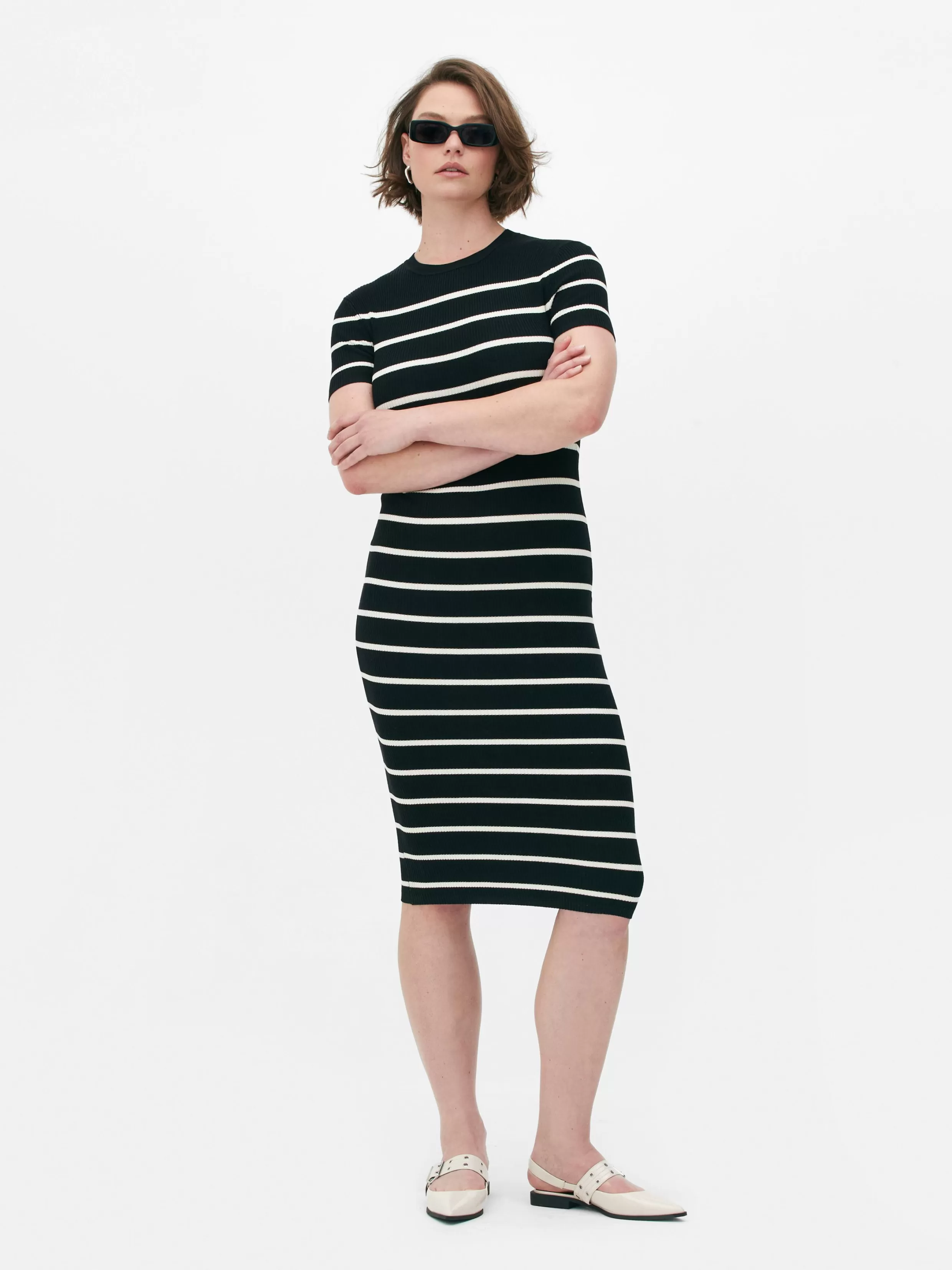 Clearance Short Sleeve Midi Sweater Dress Women Dresses