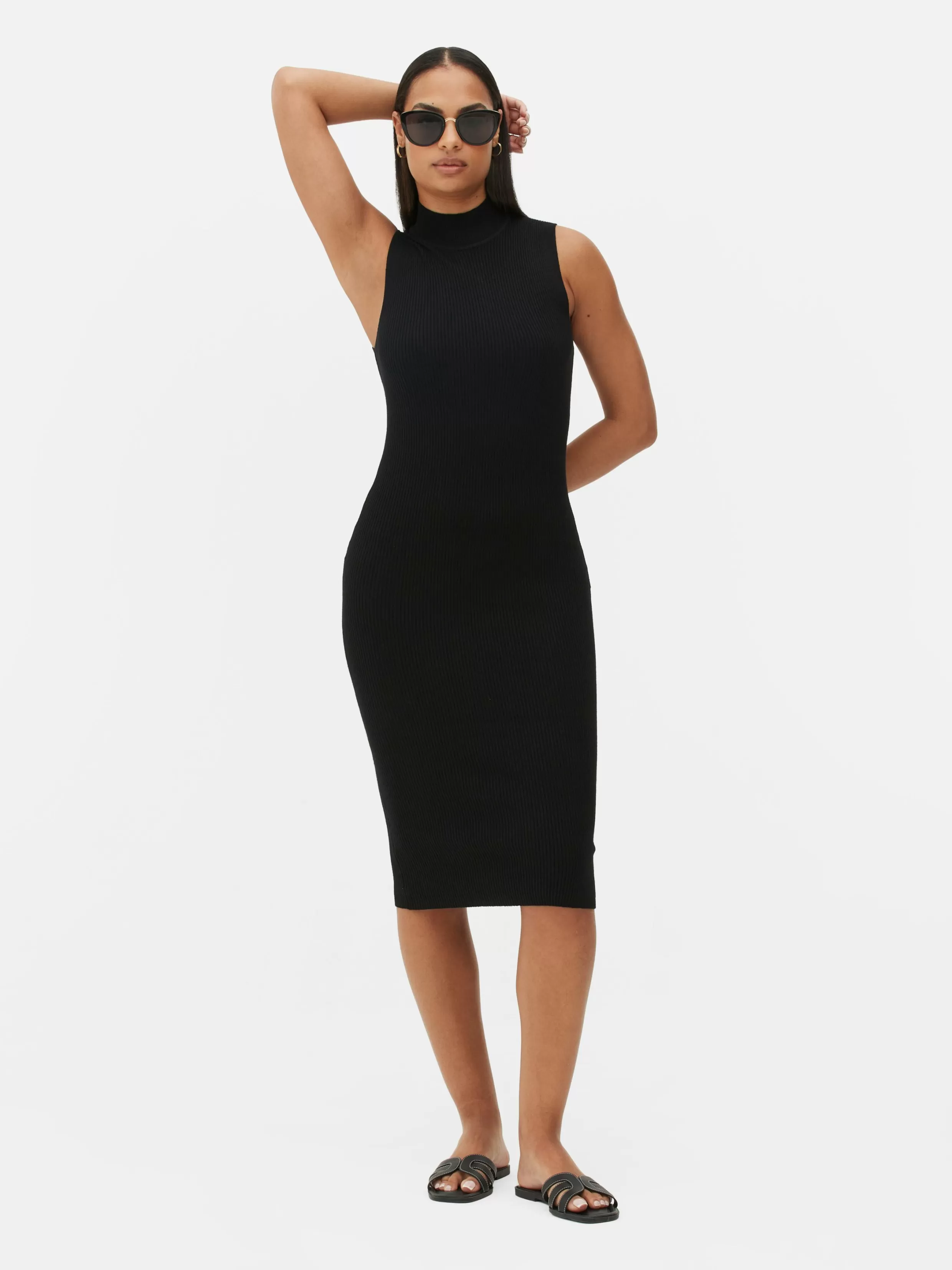 Best Sleeveless Midi Knit Dress Women Gothic Clothing | Dresses