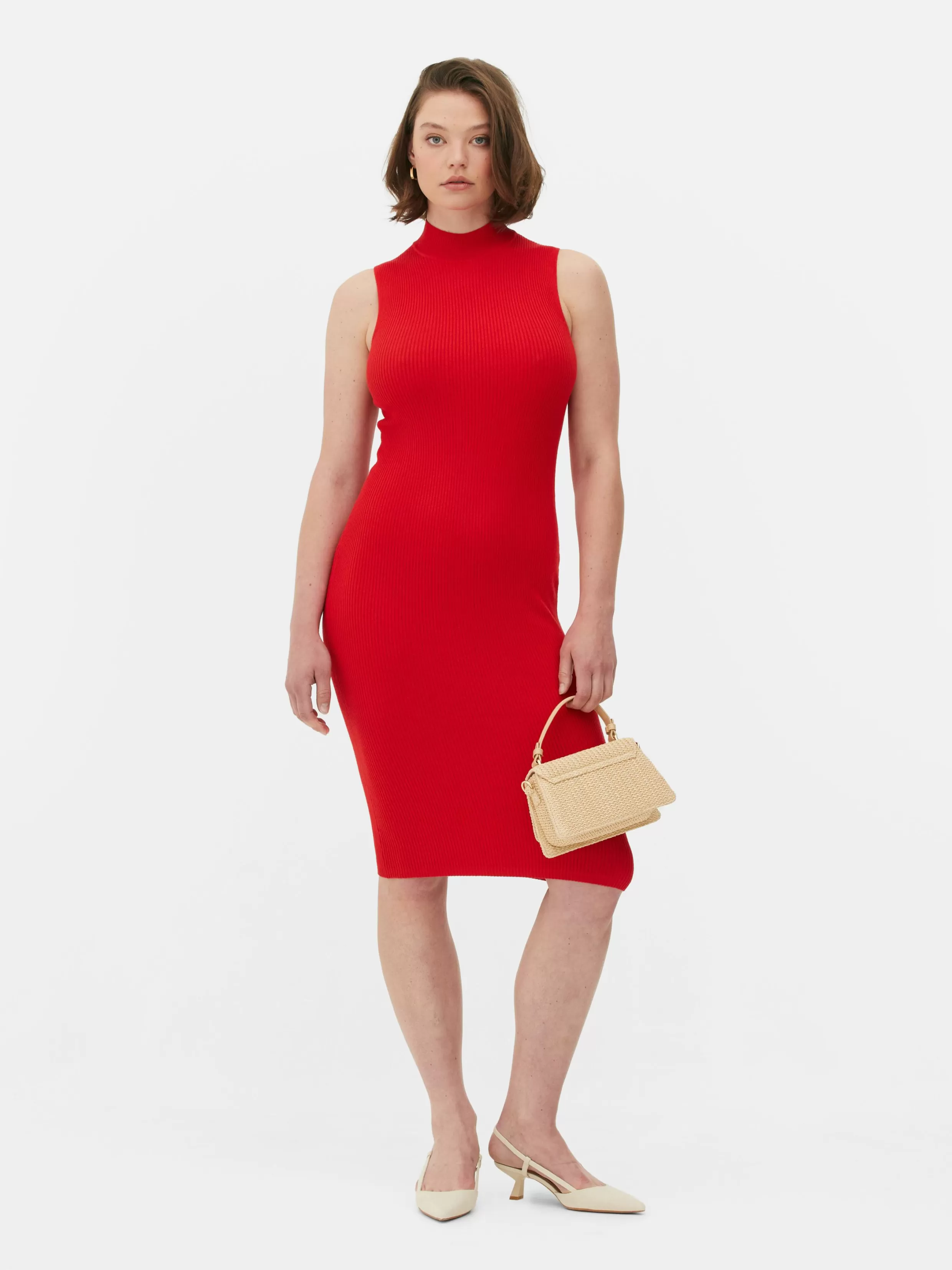 Store Sleeveless Midi Knit Dress Women Dresses