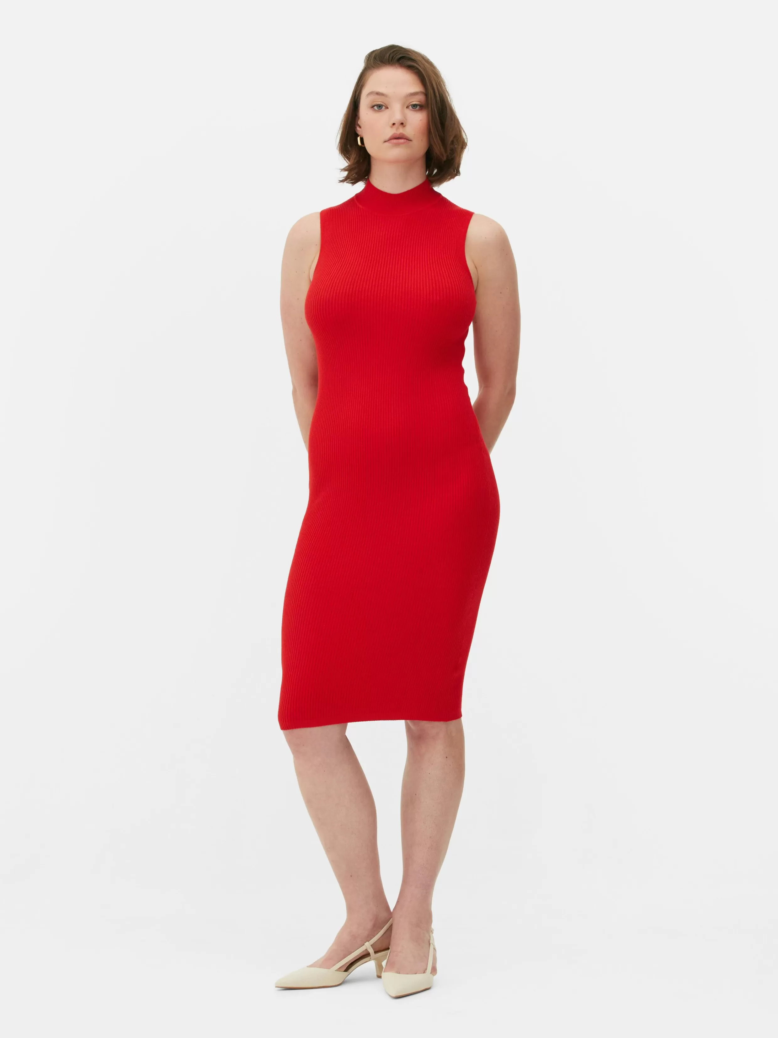 Store Sleeveless Midi Knit Dress Women Dresses