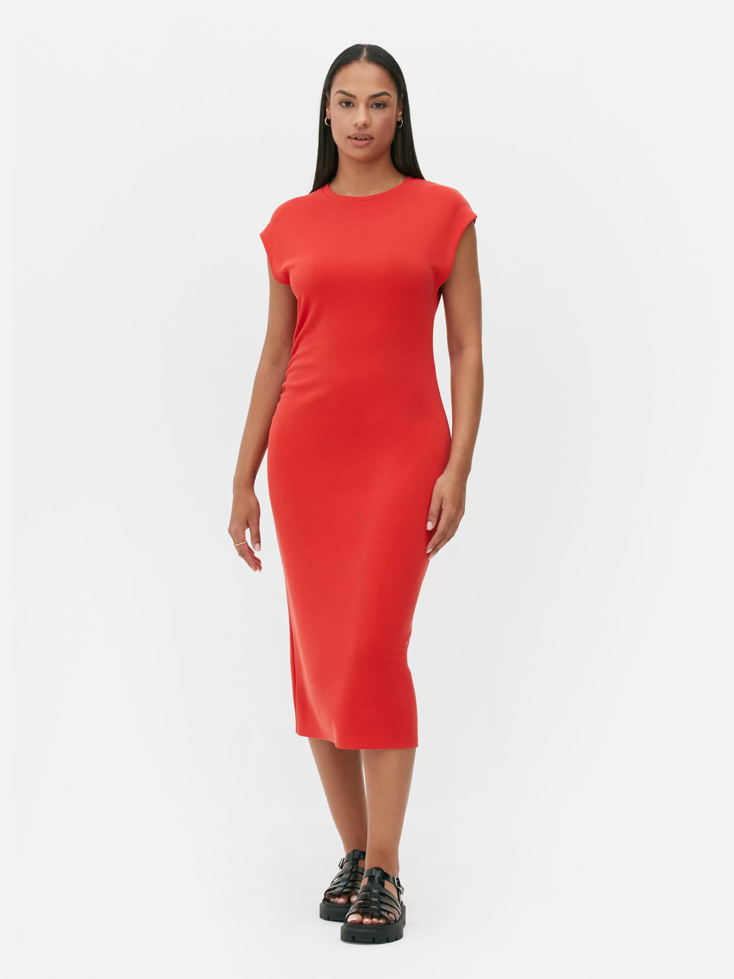 Store Sleeveless Ruched Midi Dress Women Dresses