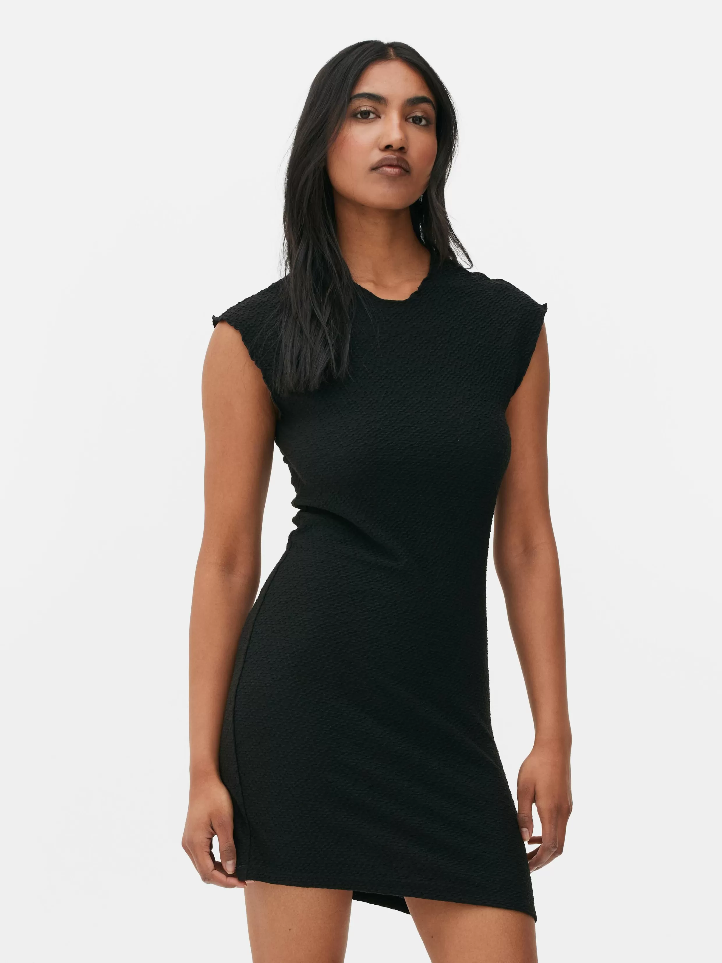 Best Sleeveless Textured Bodycon Mini Dress Women Dresses