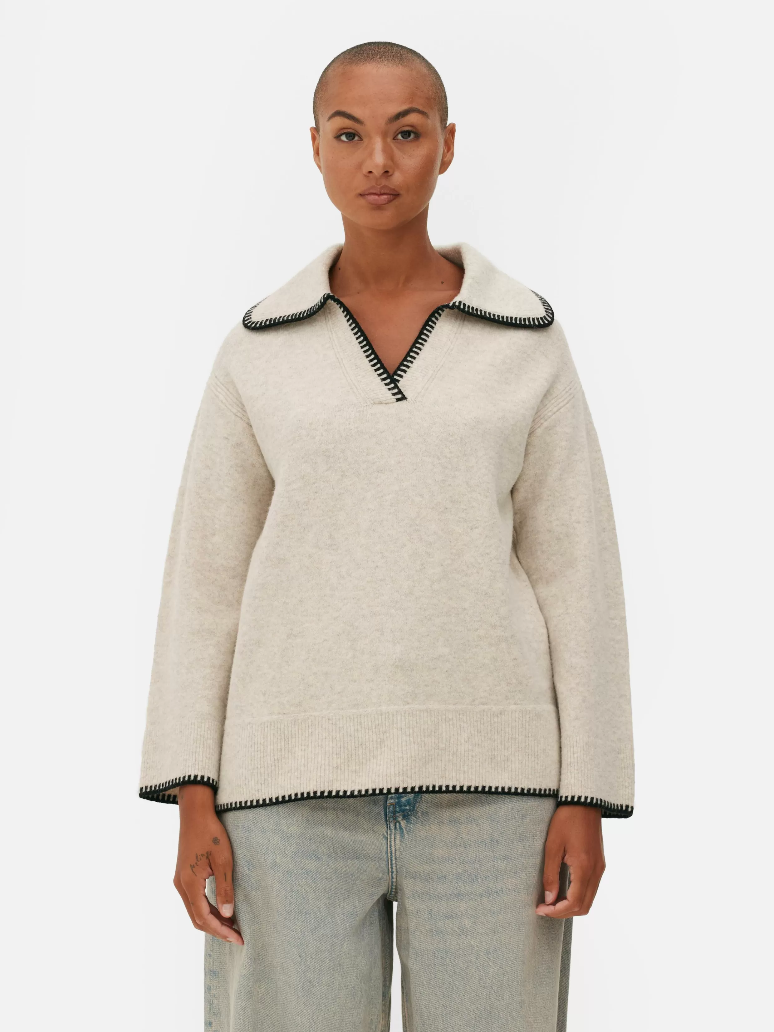 Outlet Stitch Collar Sweater Women Sweaters And Cardigans