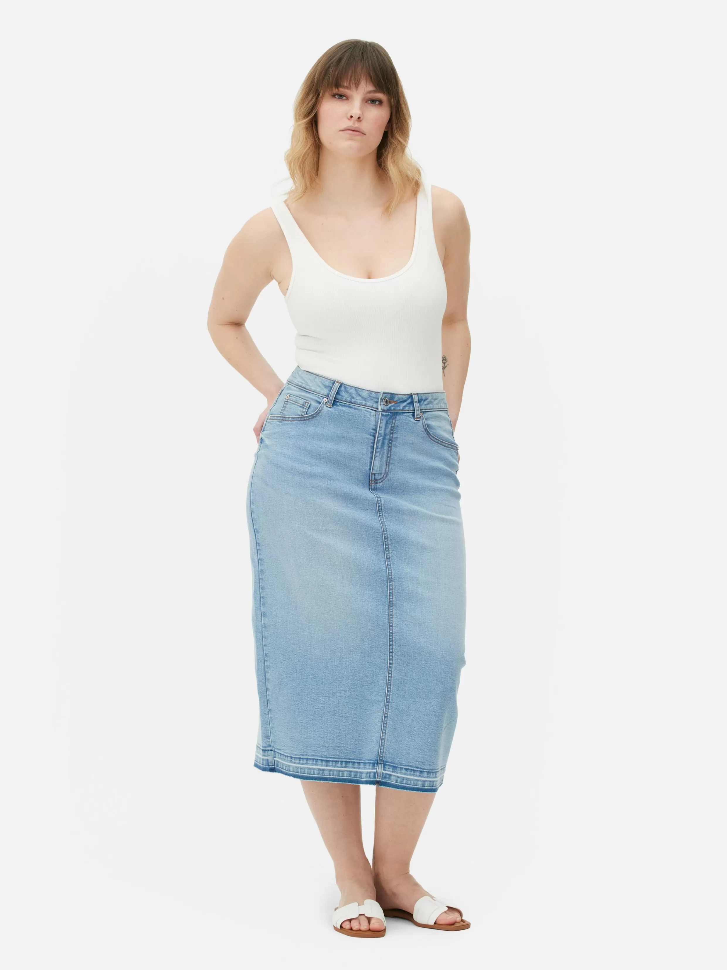 Outlet Stretch Denim Midi Skirt Women Skirts | Denim