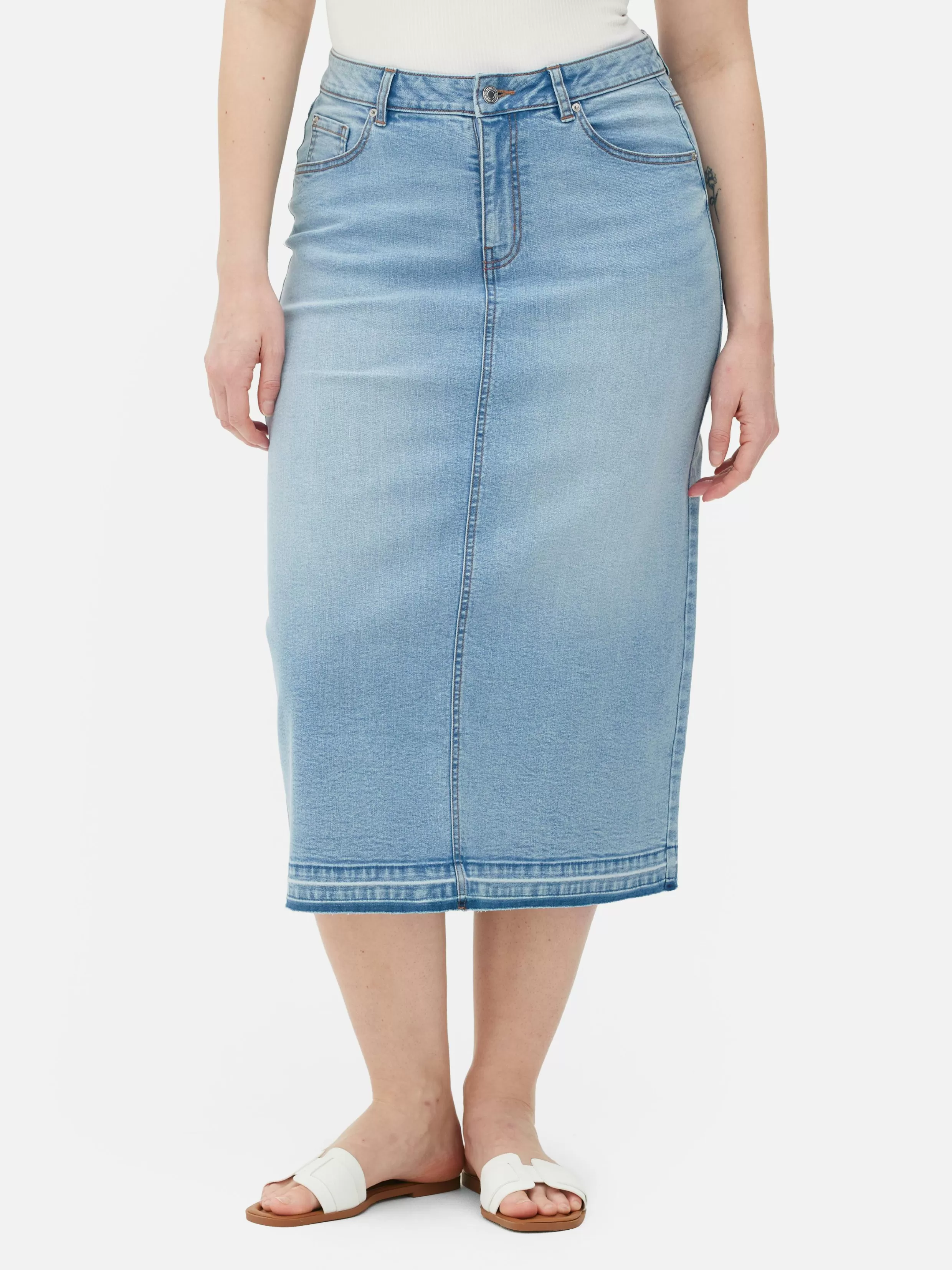 Outlet Stretch Denim Midi Skirt Women Skirts | Denim