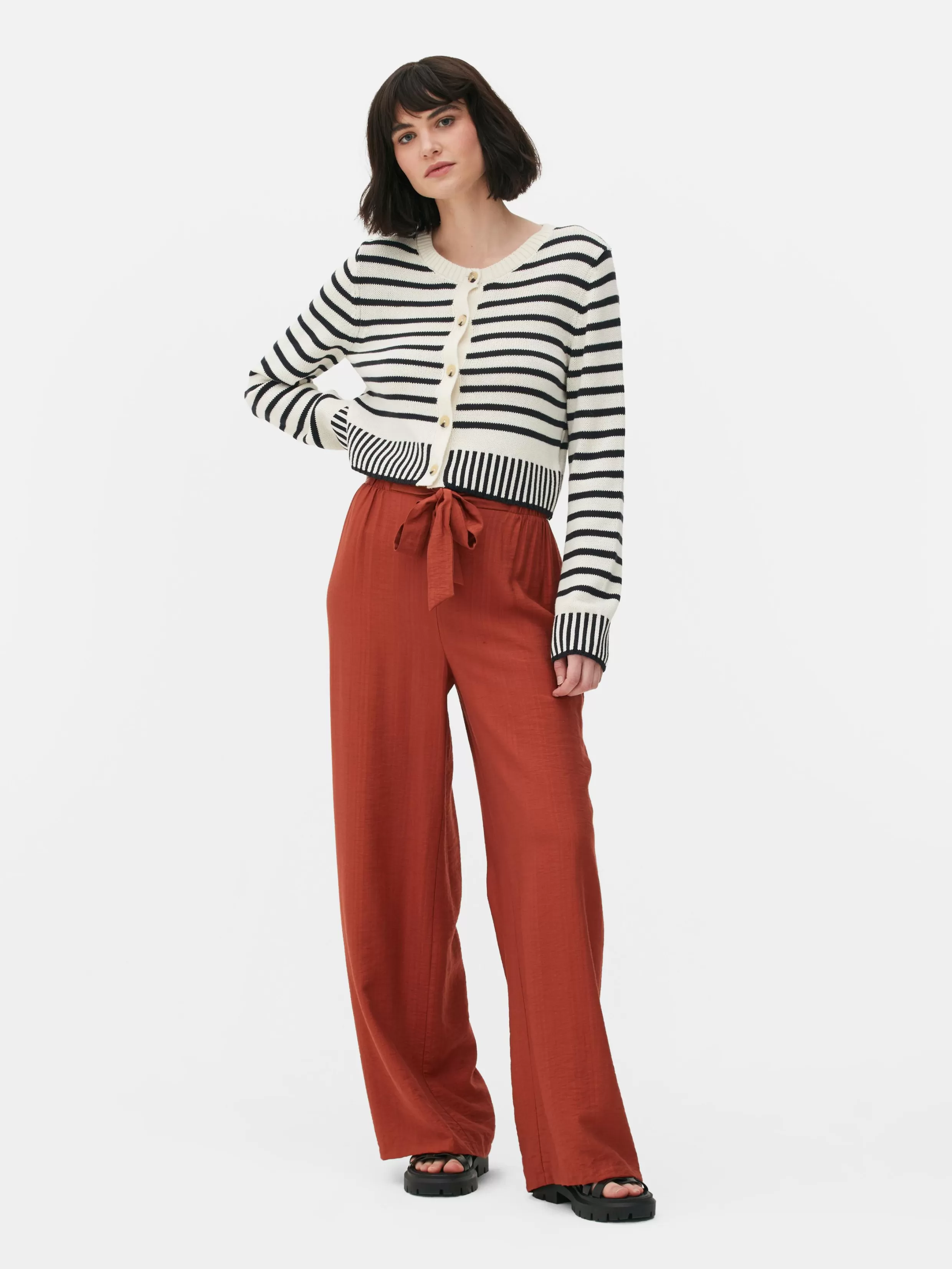 New Striped Cropped Cardigan Women Sweaters And Cardigans