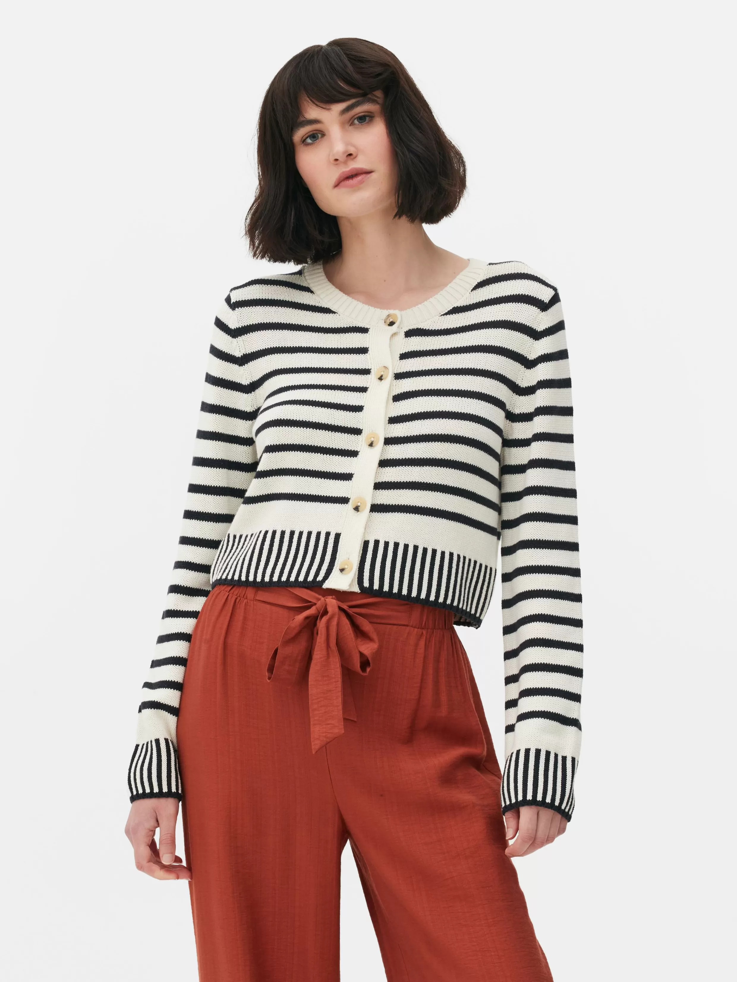 New Striped Cropped Cardigan Women Sweaters And Cardigans