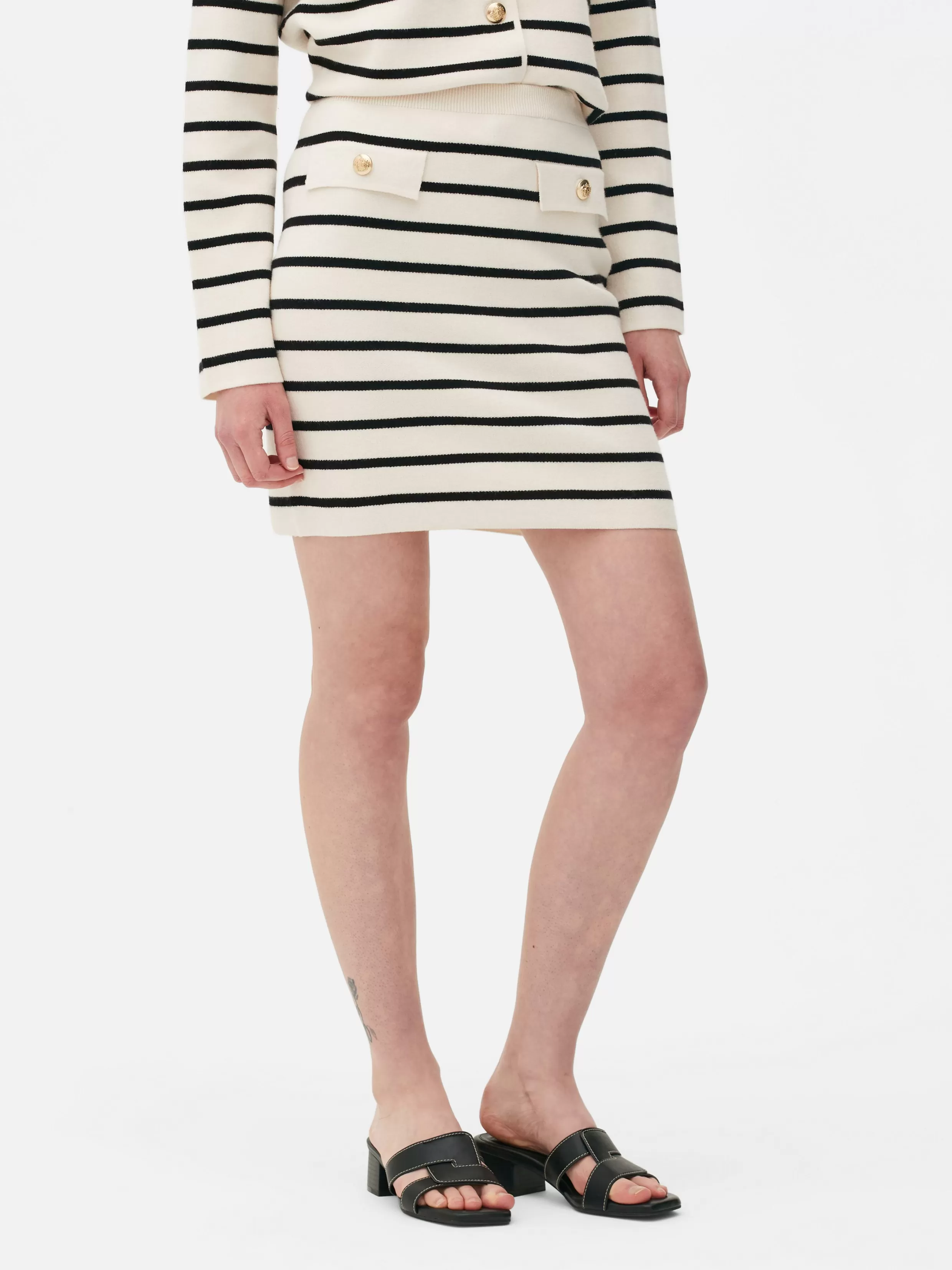 Cheap Striped Knit Mini Skirt Women Skirts