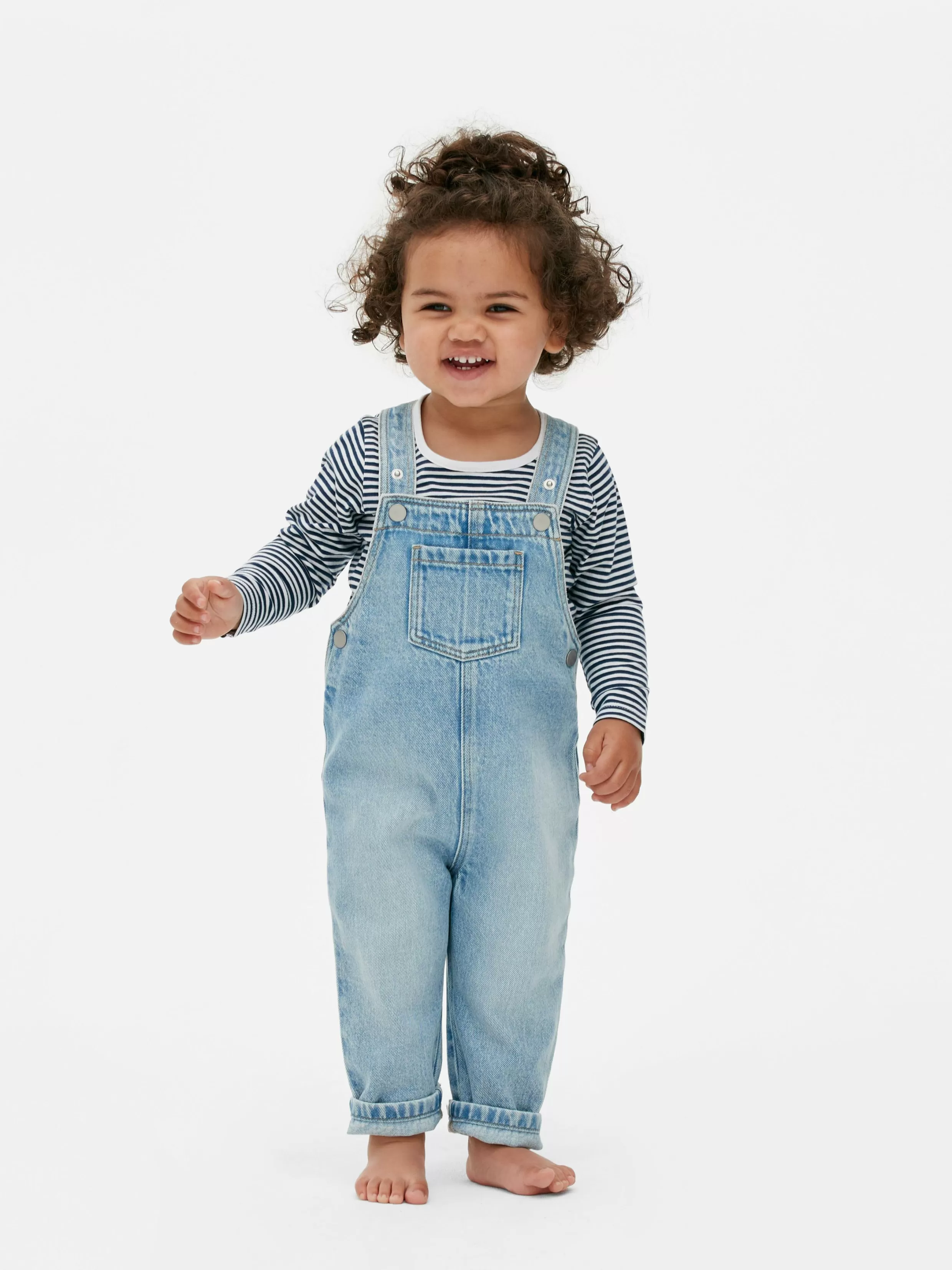 Sale Striped Long Sleeve T-Shirt And Denim Overalls Set Sets And Outfits