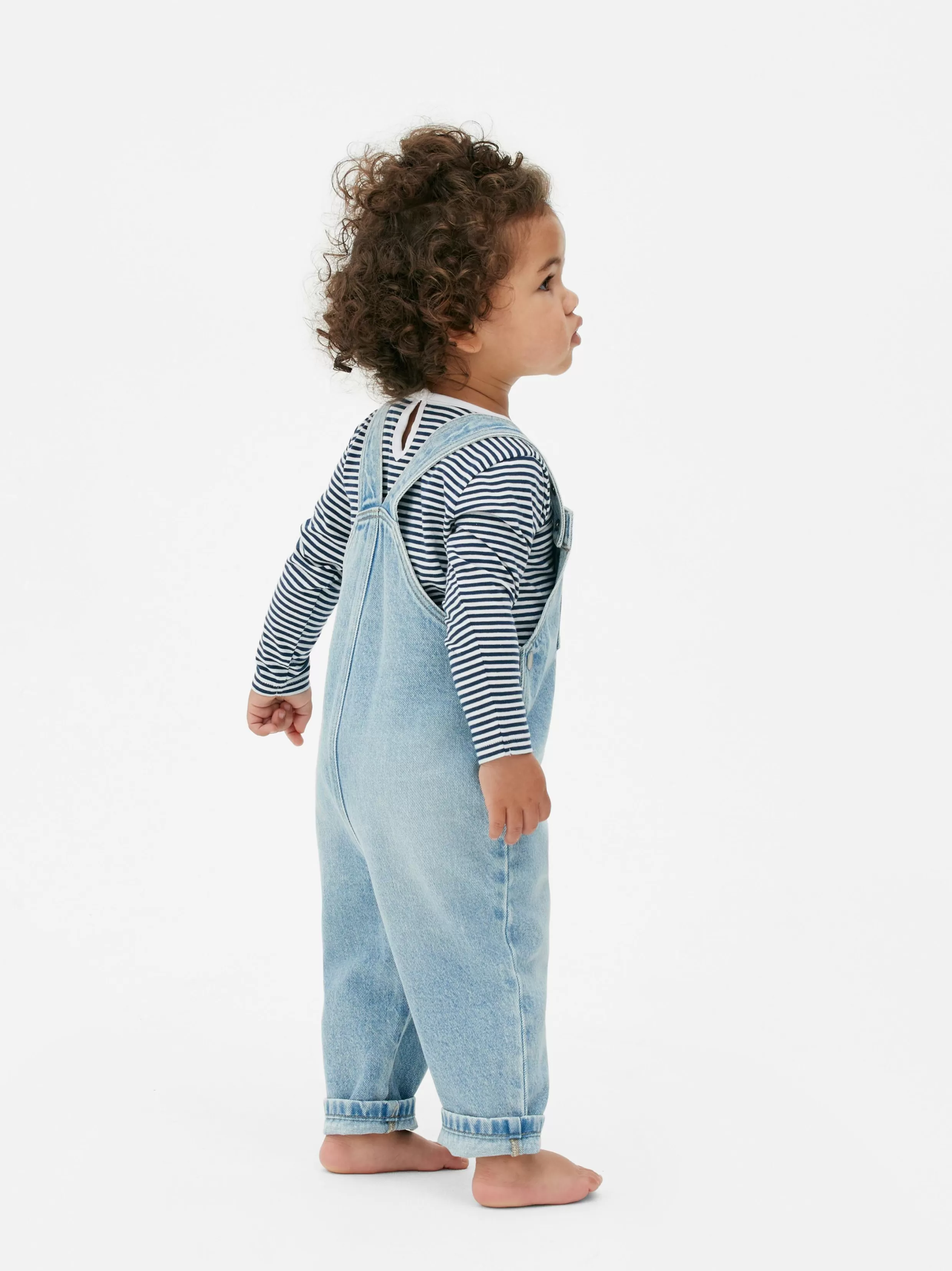 Sale Striped Long Sleeve T-Shirt And Denim Overalls Set Sets And Outfits