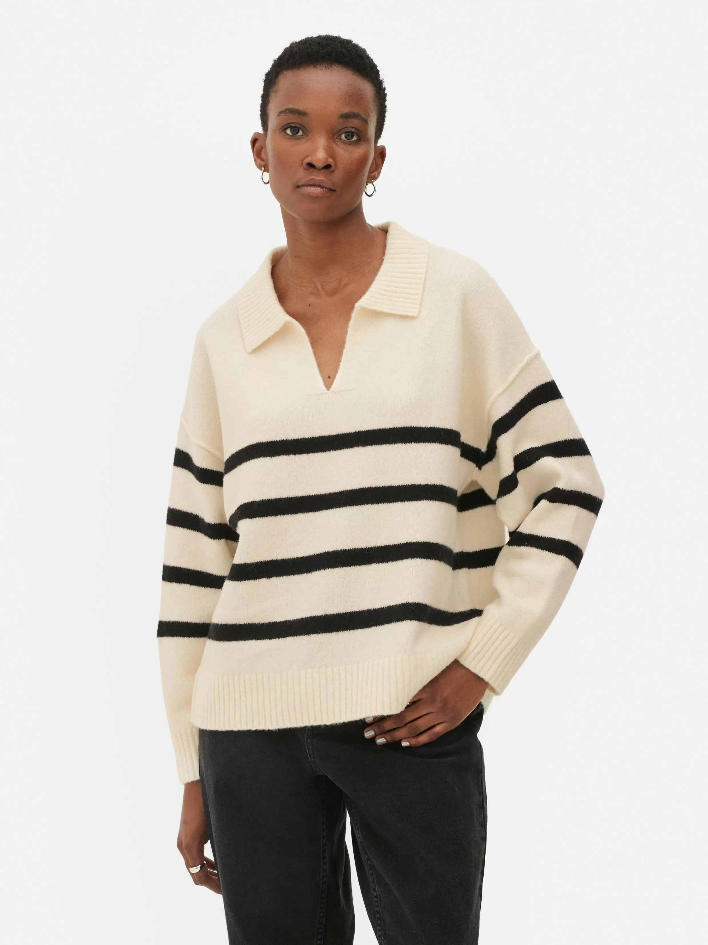 Hot Striped Polo Sweater Women Sweaters And Cardigans