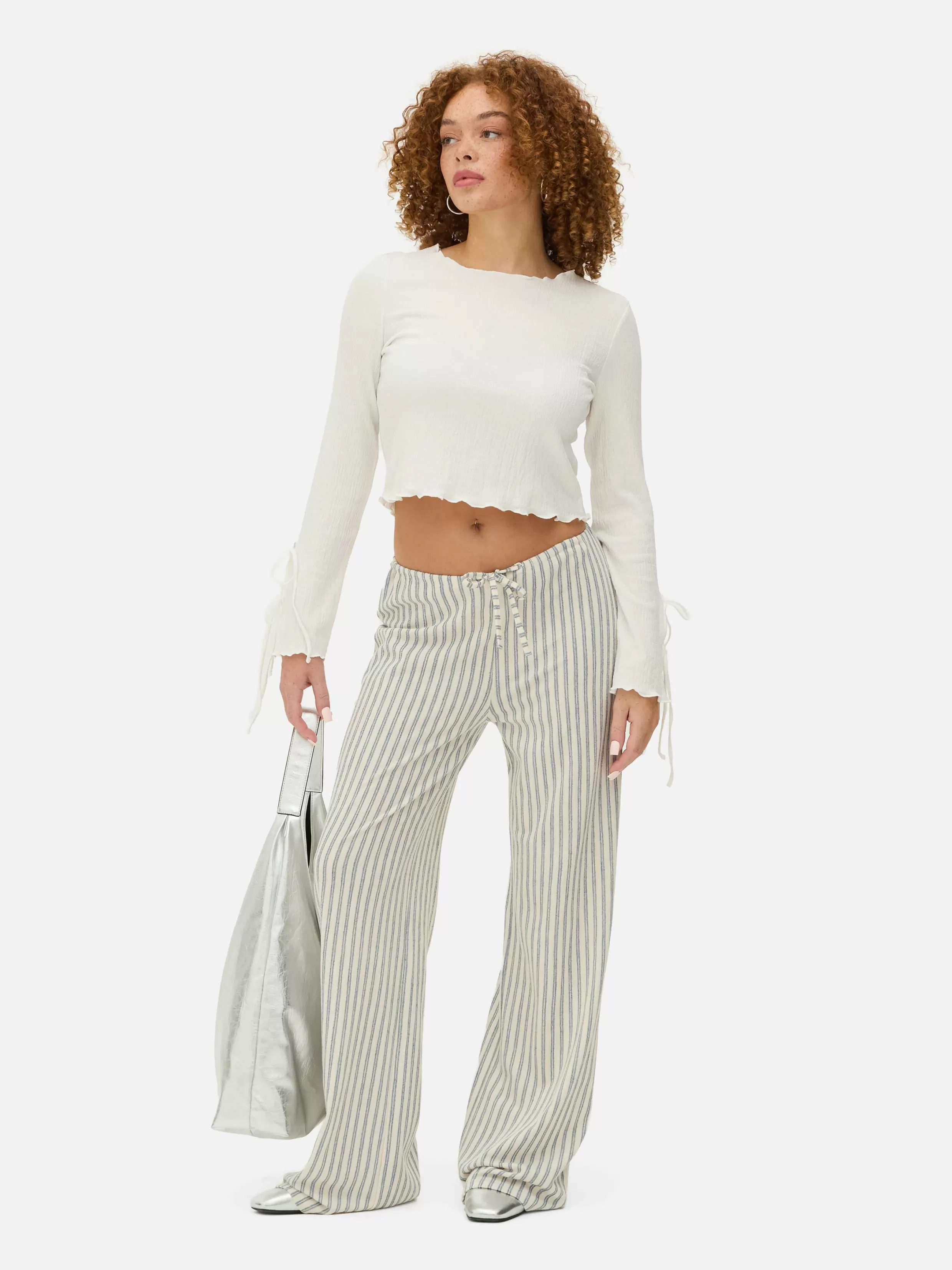 Clearance Striped Wide Leg Pants Women Pants And Leggings