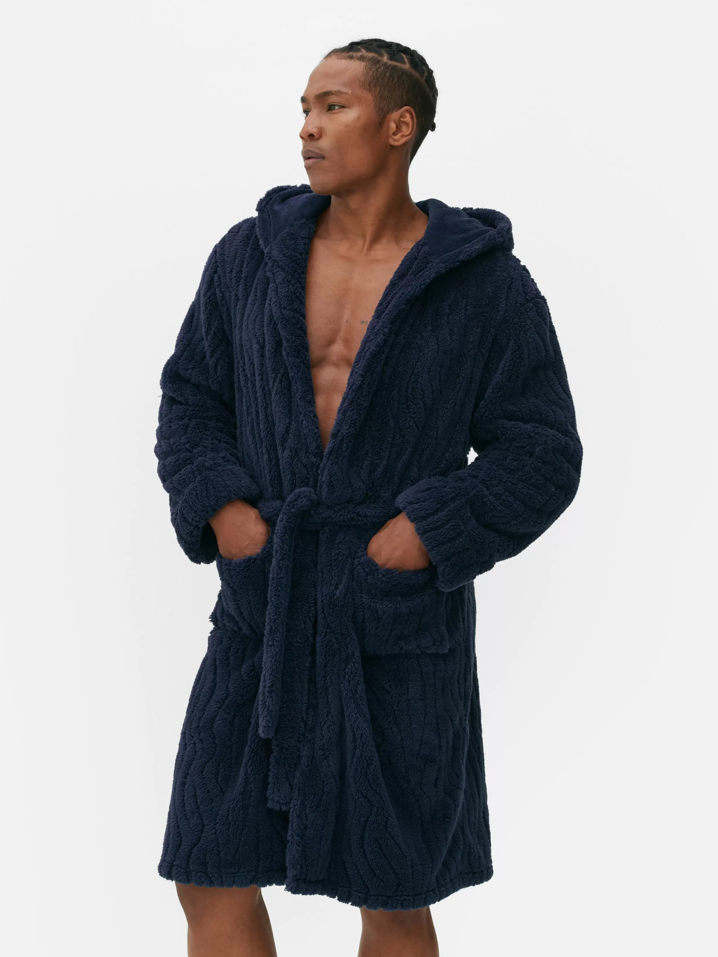 Sale Textured Fleece Robe Pajamas