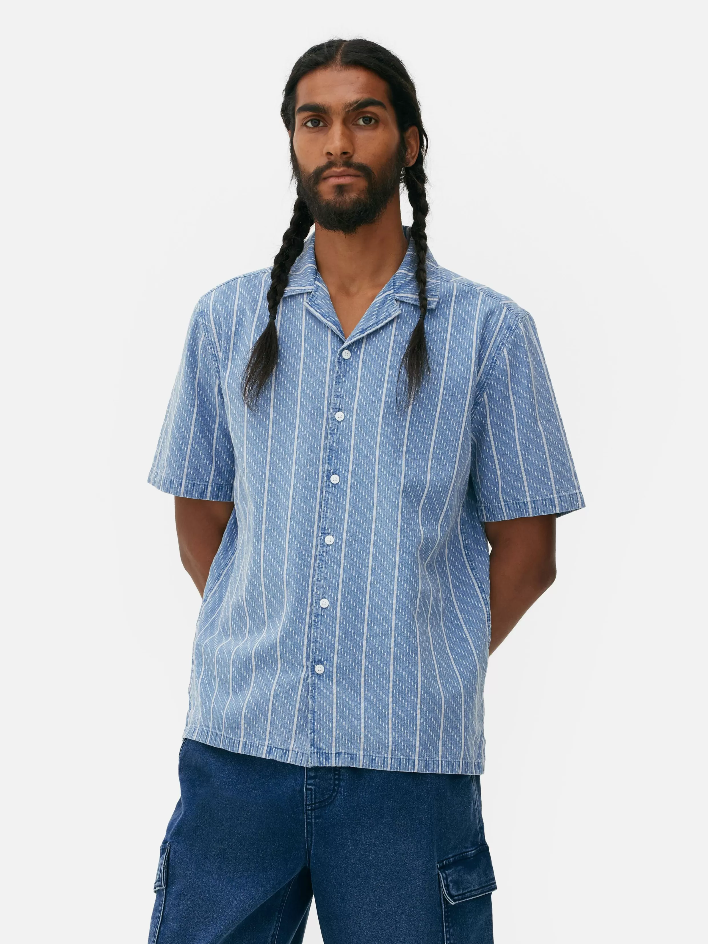 Online Textured Striped Short Sleeve Shirt Shirts