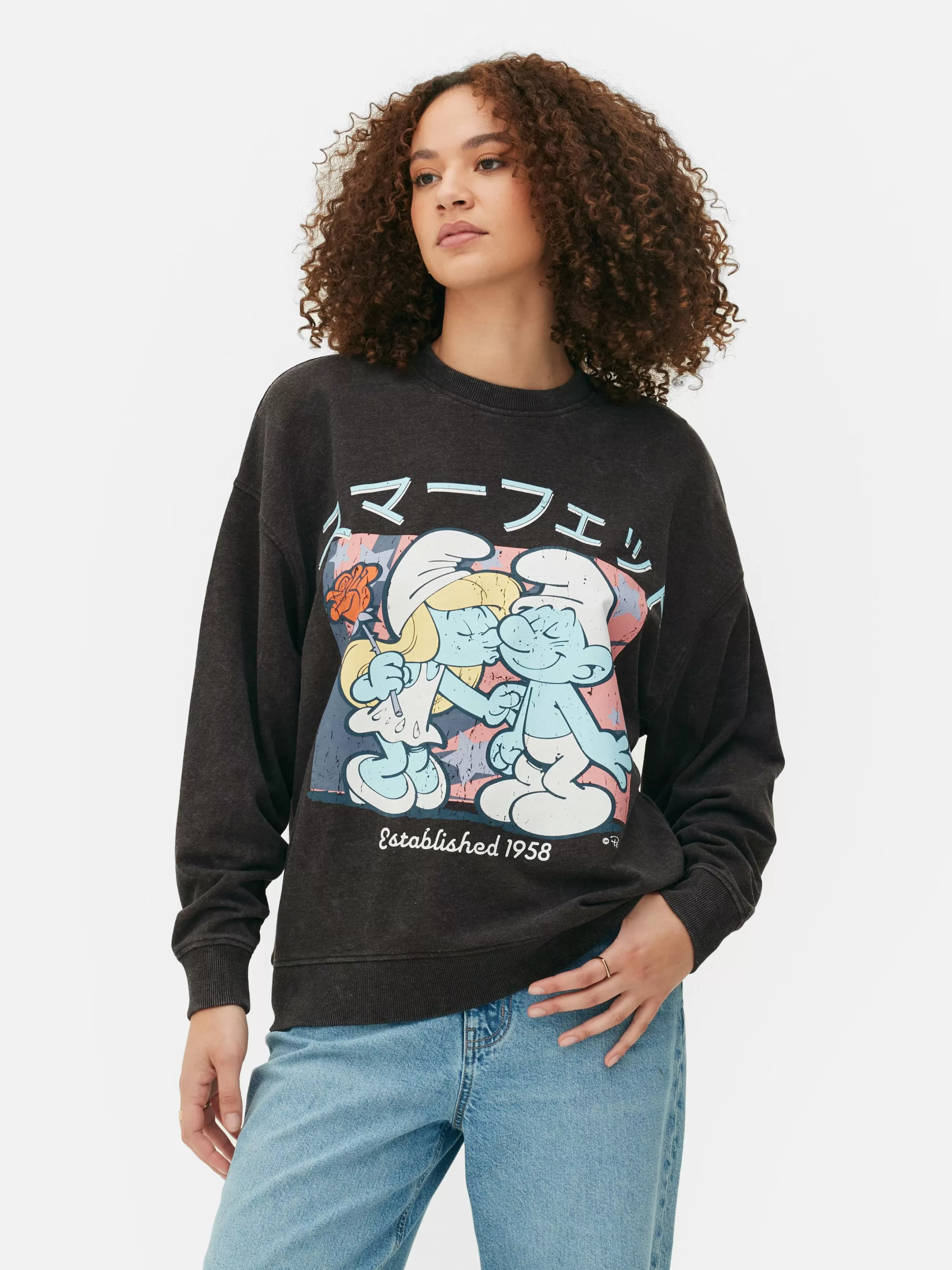 Sale The Smurfs Oversized Graphic Sweatshirt Women Graphic Tees And Sweatshirts | Hoodies And Sweatshirts