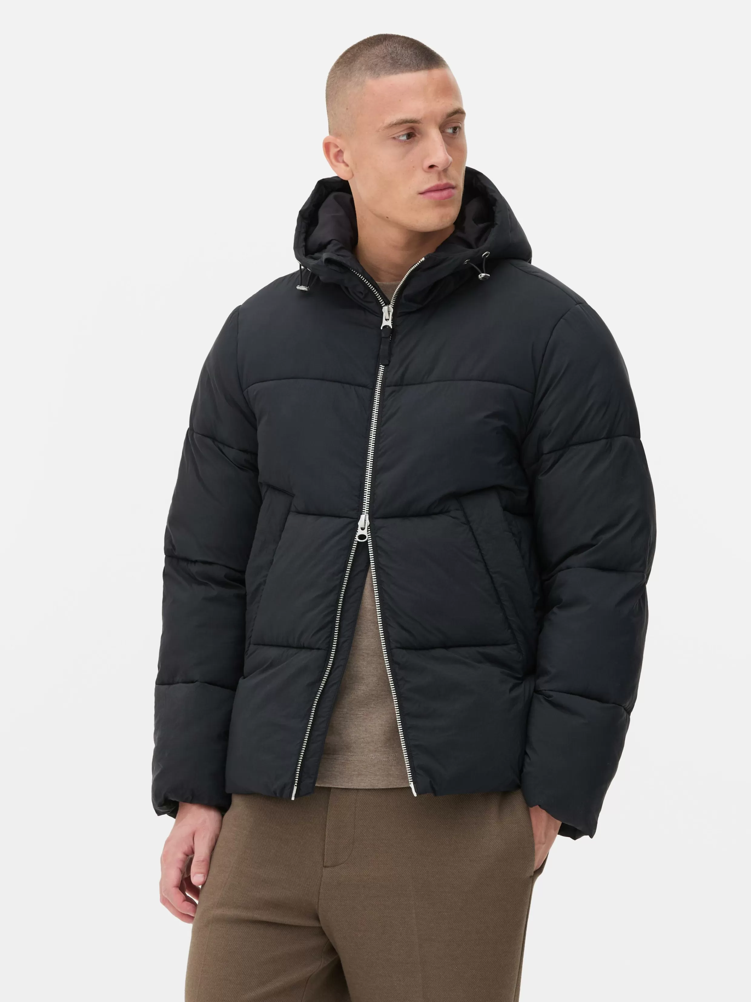 Cheap Two-Way Zip Puffer Jacket Coats And Jackets