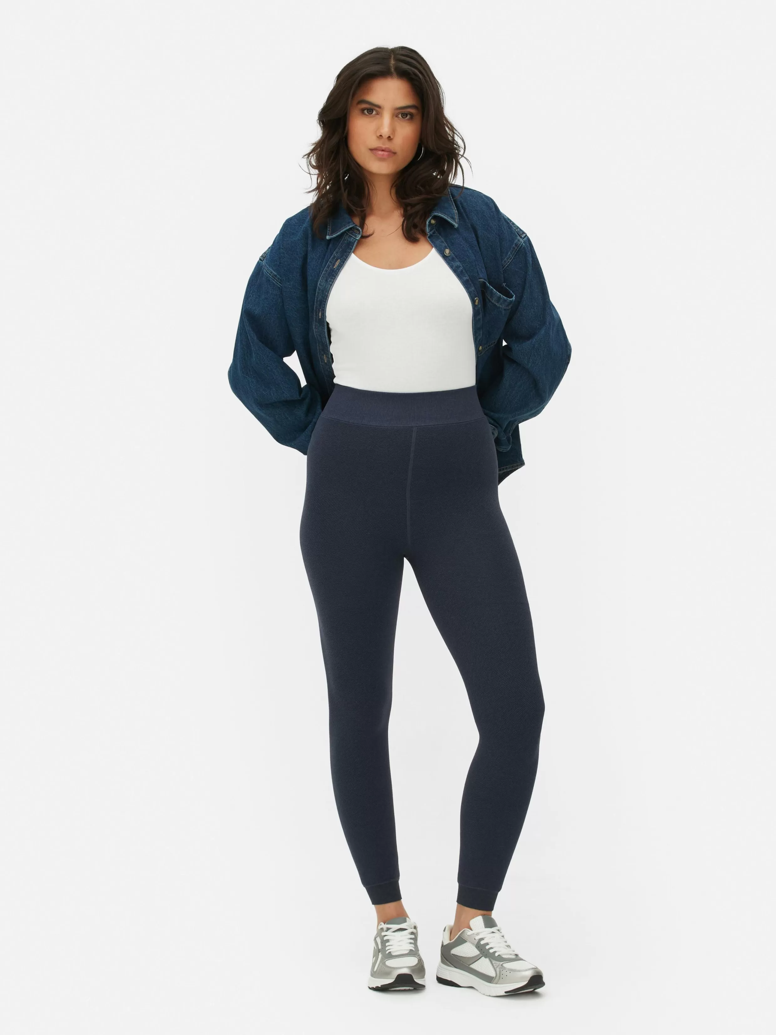 Cheap Velvet Plush Lined Denim Look Leggings Women Tights | Denim